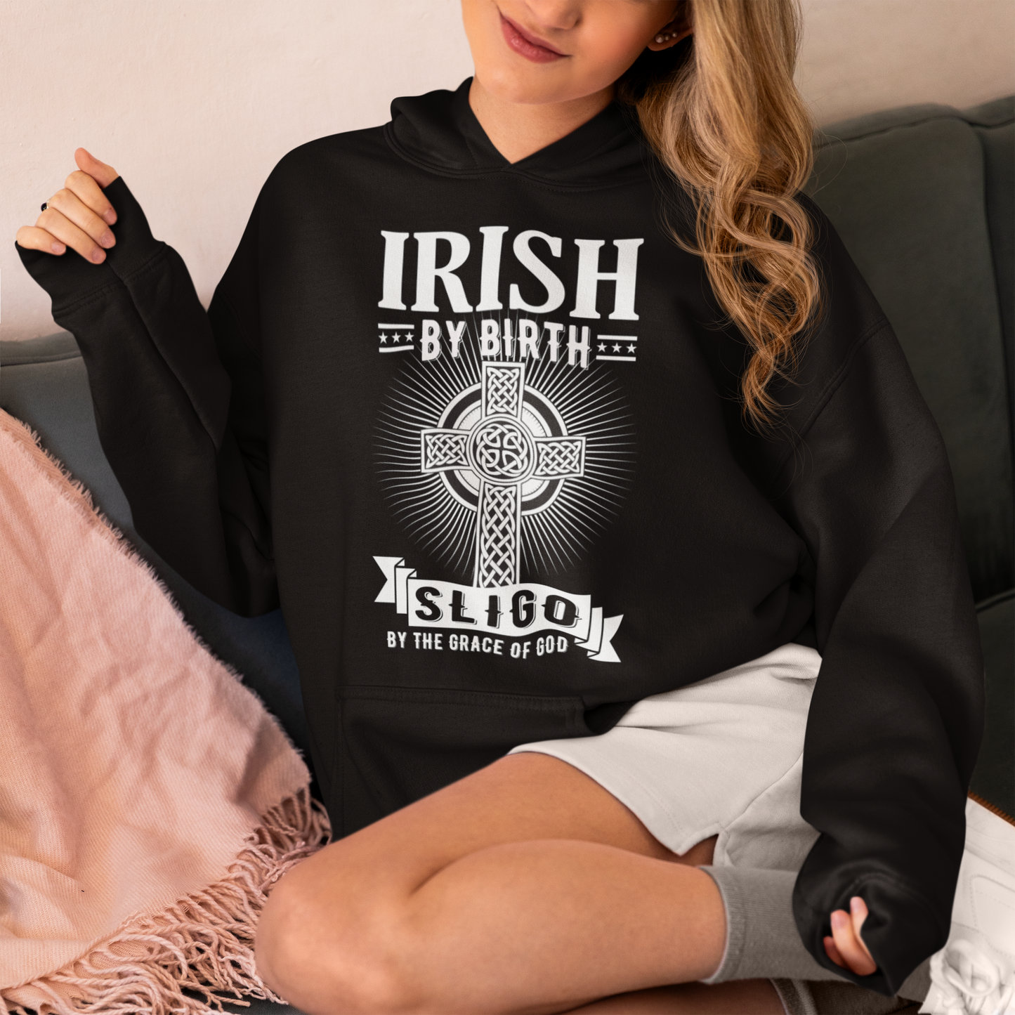 County Sligo Irish By Birth Celtic Cross Classic Adult Hoodie