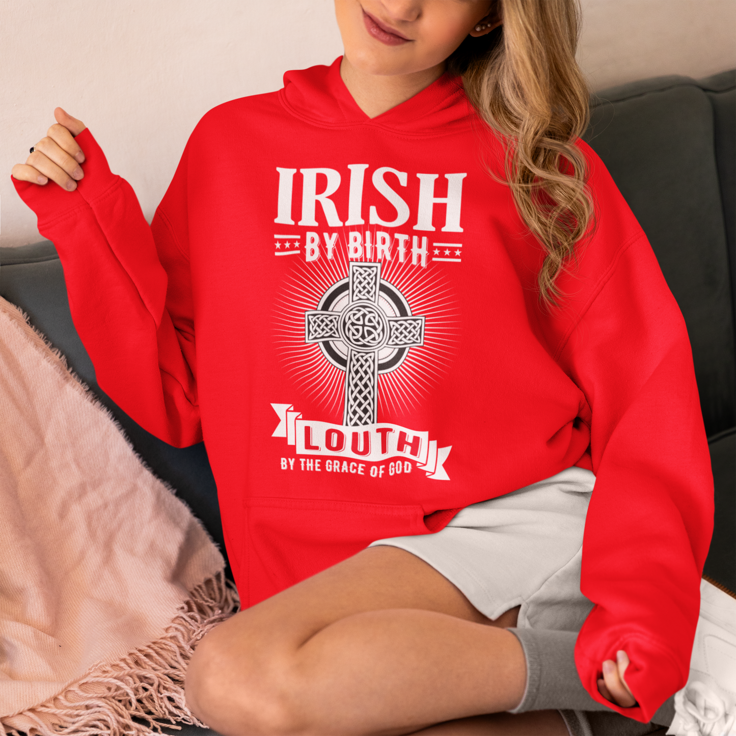 Louth Hoodie Irish By Birth Celtic Cross Classic - Louth Hoodies