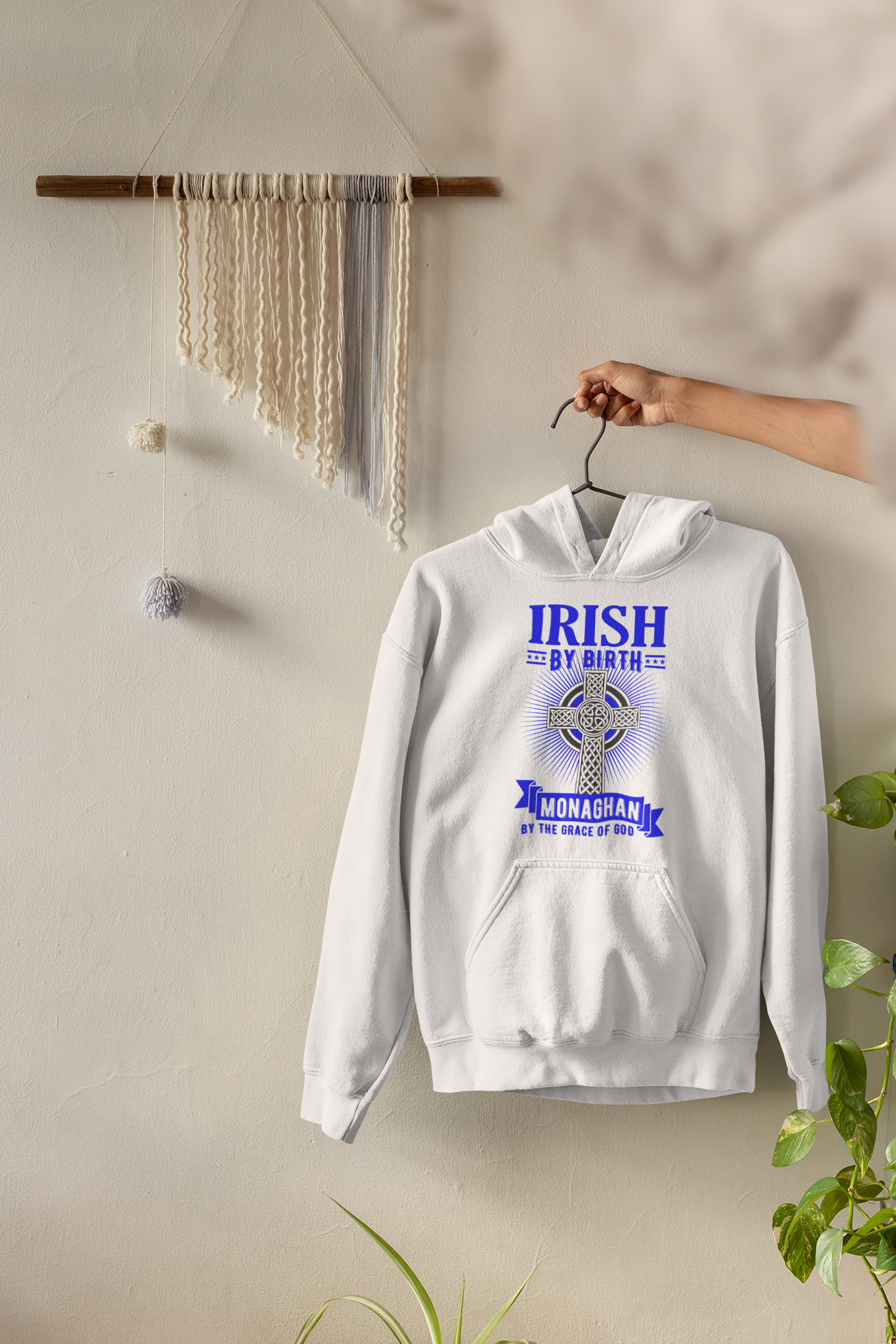 County Monaghan Irish By Birth Celtic Cross Classic Adult Hoodie