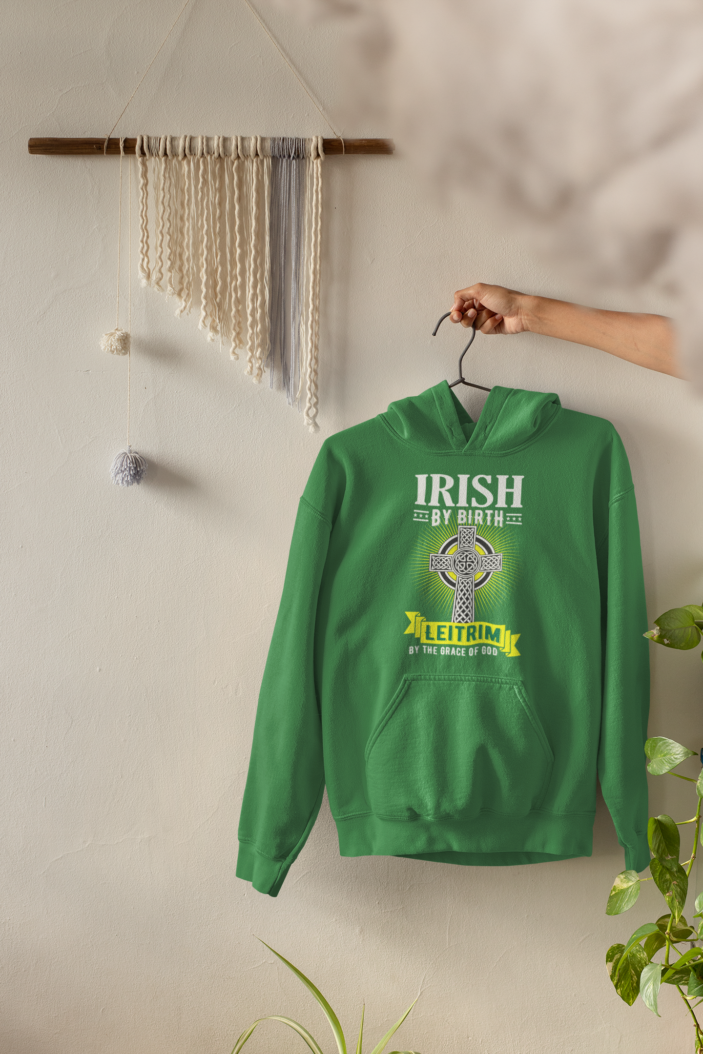 Leitrim Hoodie Irish By Birth Celtic Cross Classic Adult Leitrim Hoodie