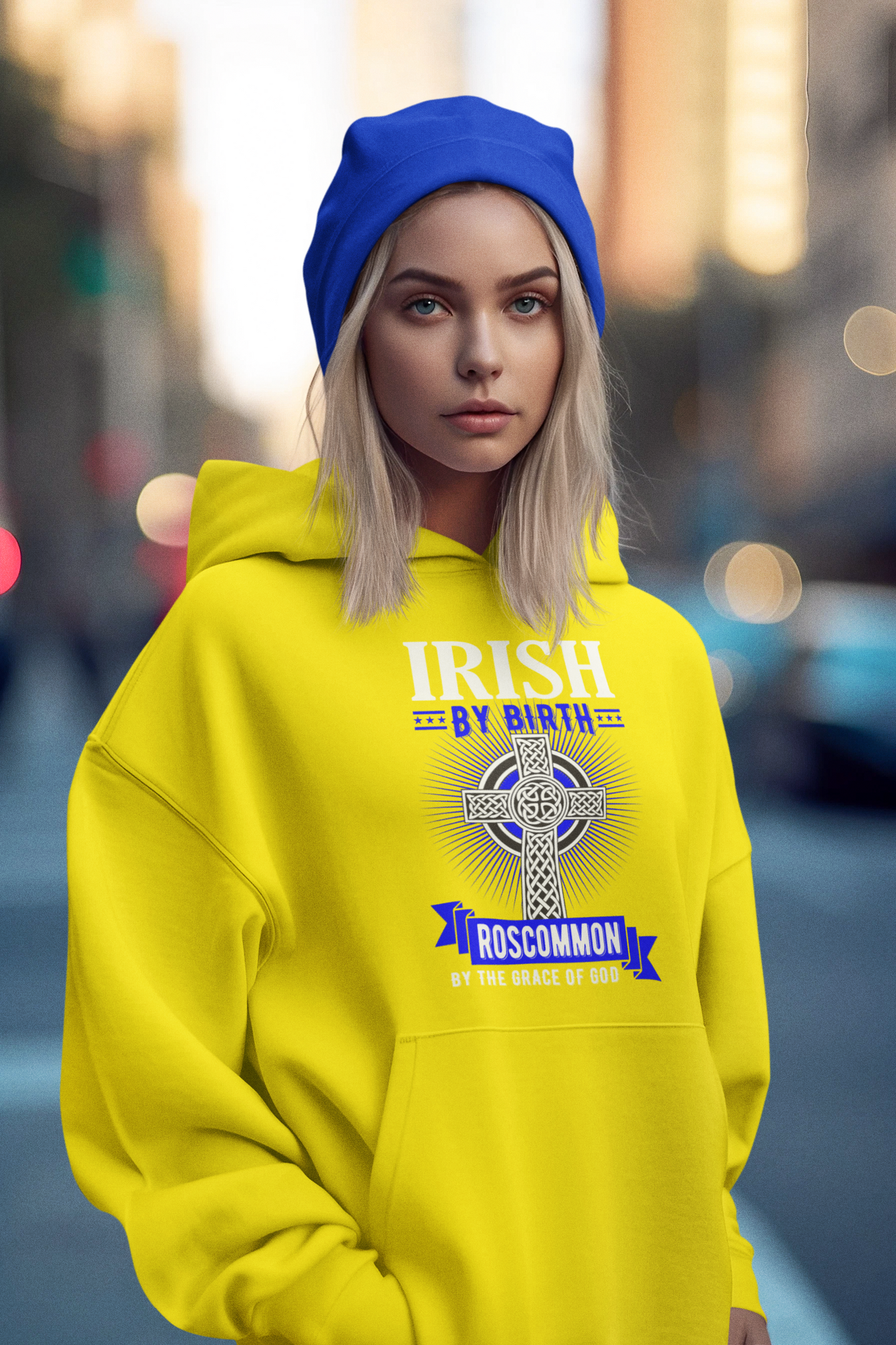 County Roscommon Irish By Birth Celtic Cross Classic Adult Hoodie