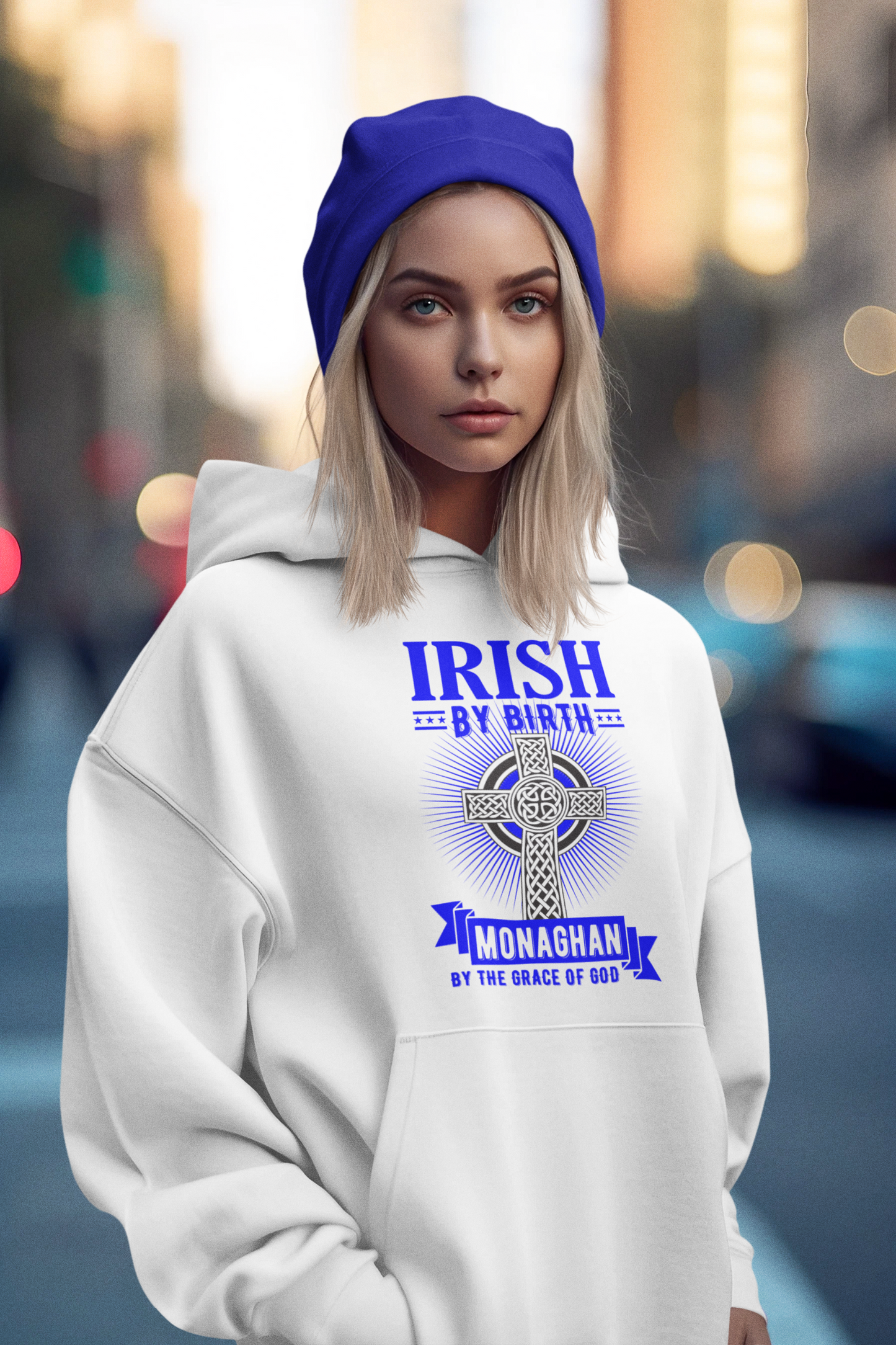 County Monaghan Irish By Birth Celtic Cross Classic Adult Hoodie
