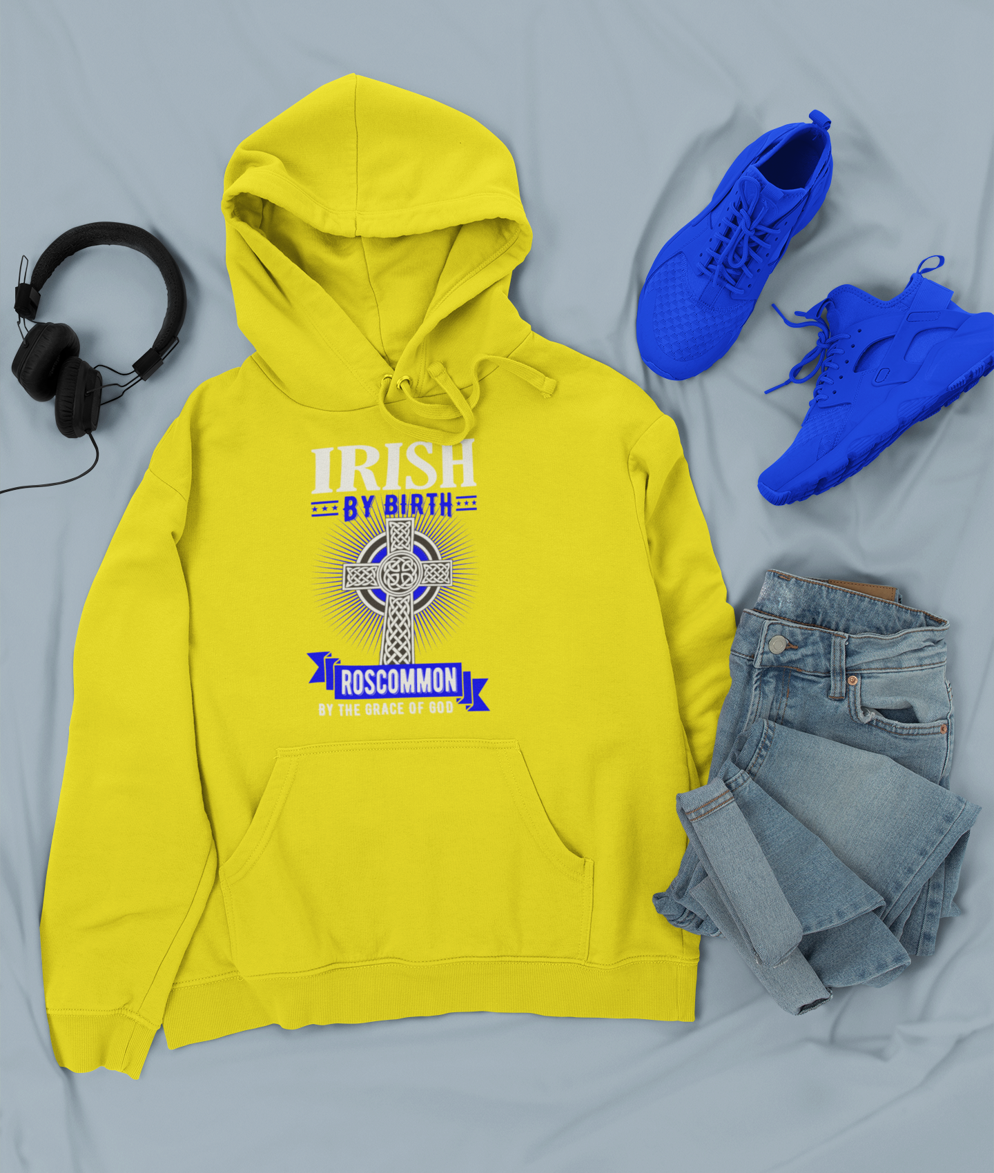 County Roscommon Irish By Birth Celtic Cross Classic Adult Hoodie