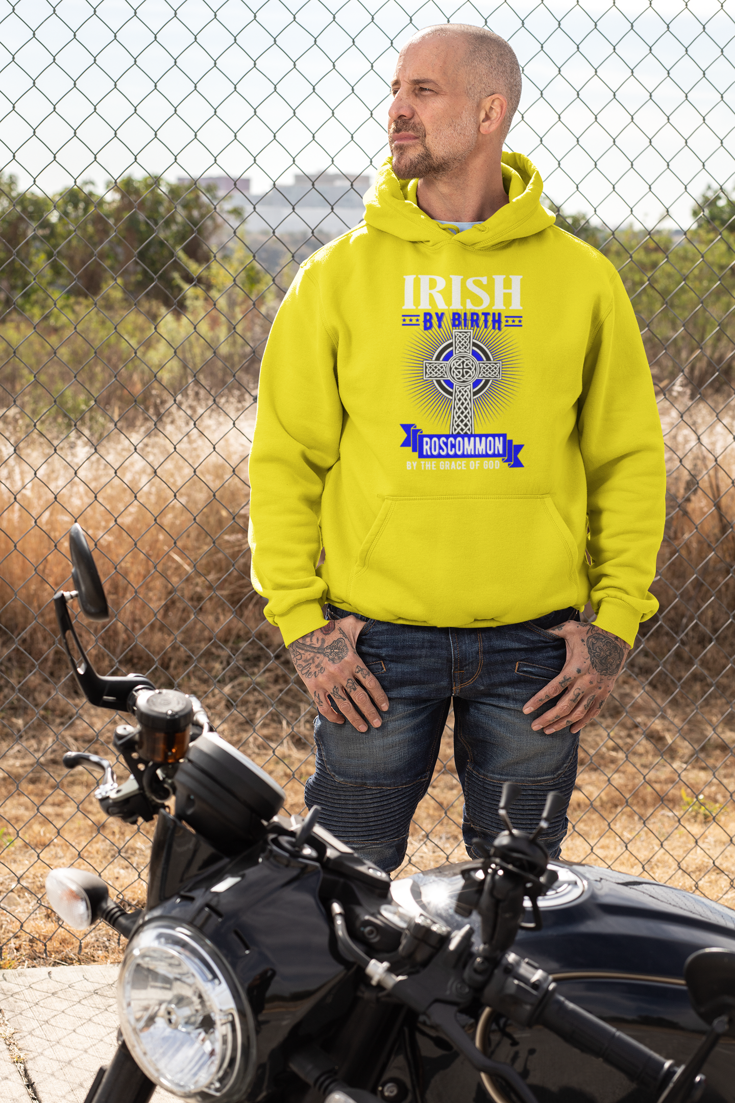 County Roscommon Irish By Birth Celtic Cross Classic Adult Hoodie