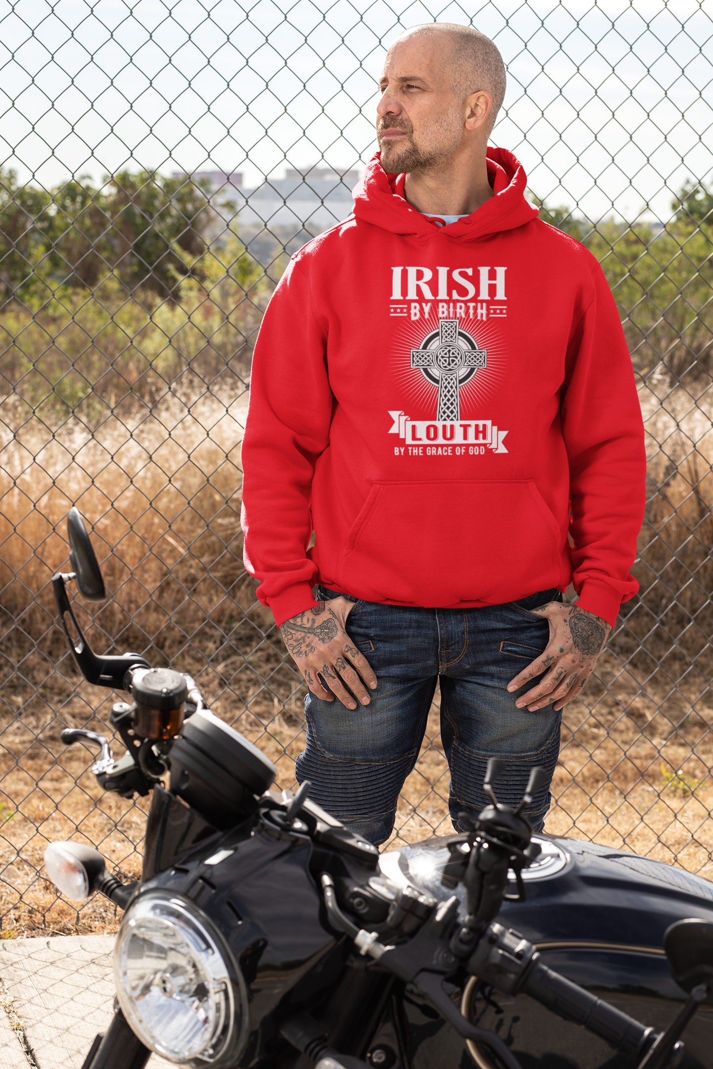 Louth Hoodie Irish By Birth Celtic Cross Classic - Louth Hoodies