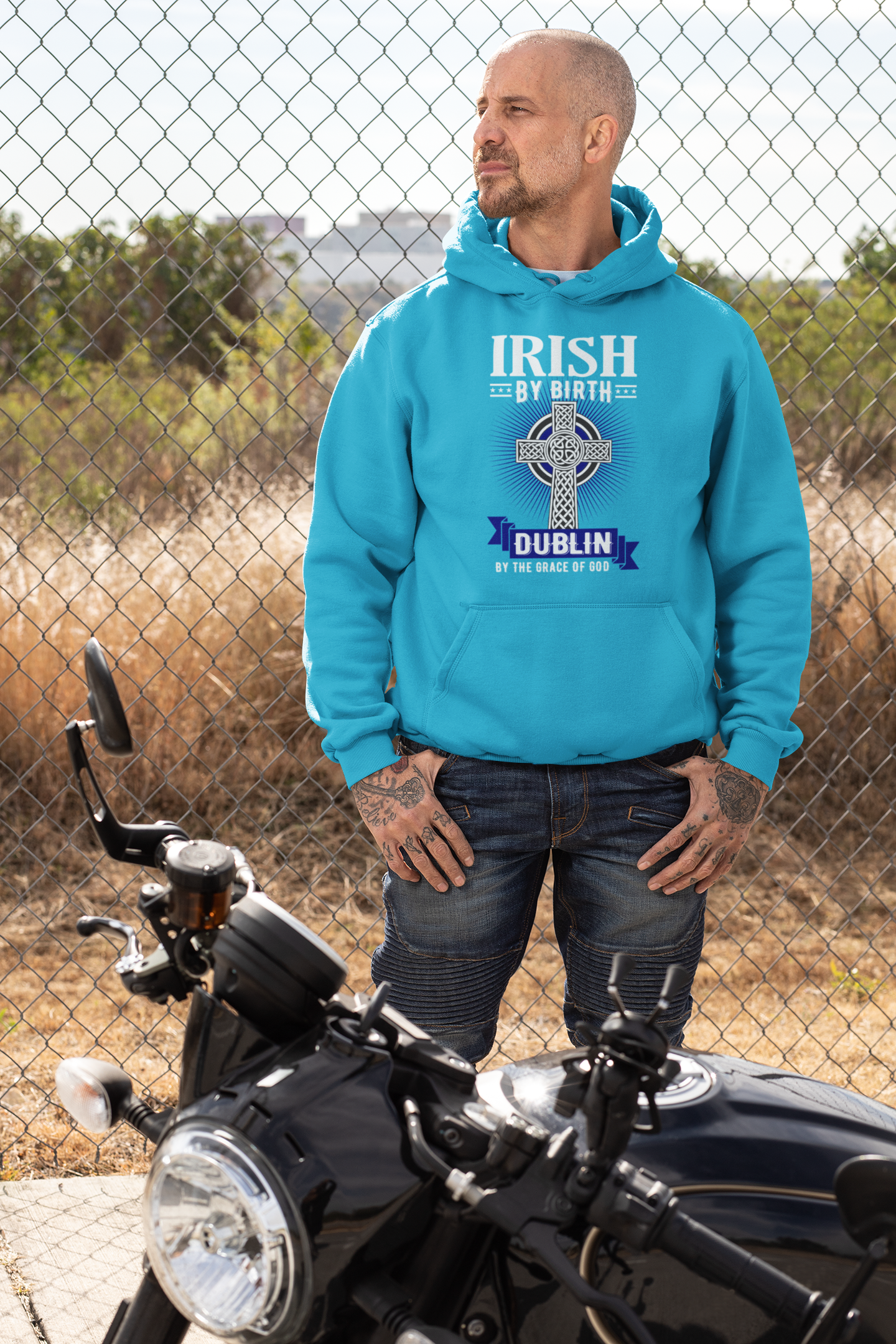 Dublin Hoodie - Irish By Birth Celtic Cross Classic Adult Hoodie