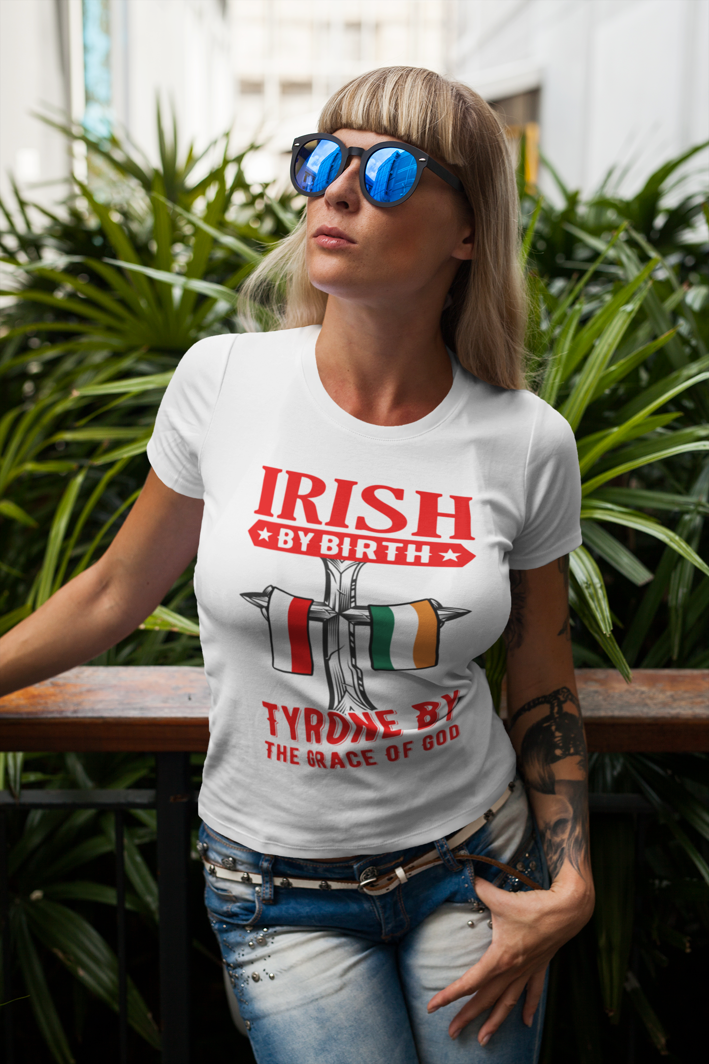 County Tyrone Irish By Birth Tyrone By The Grace Of God Flags T-Shirt