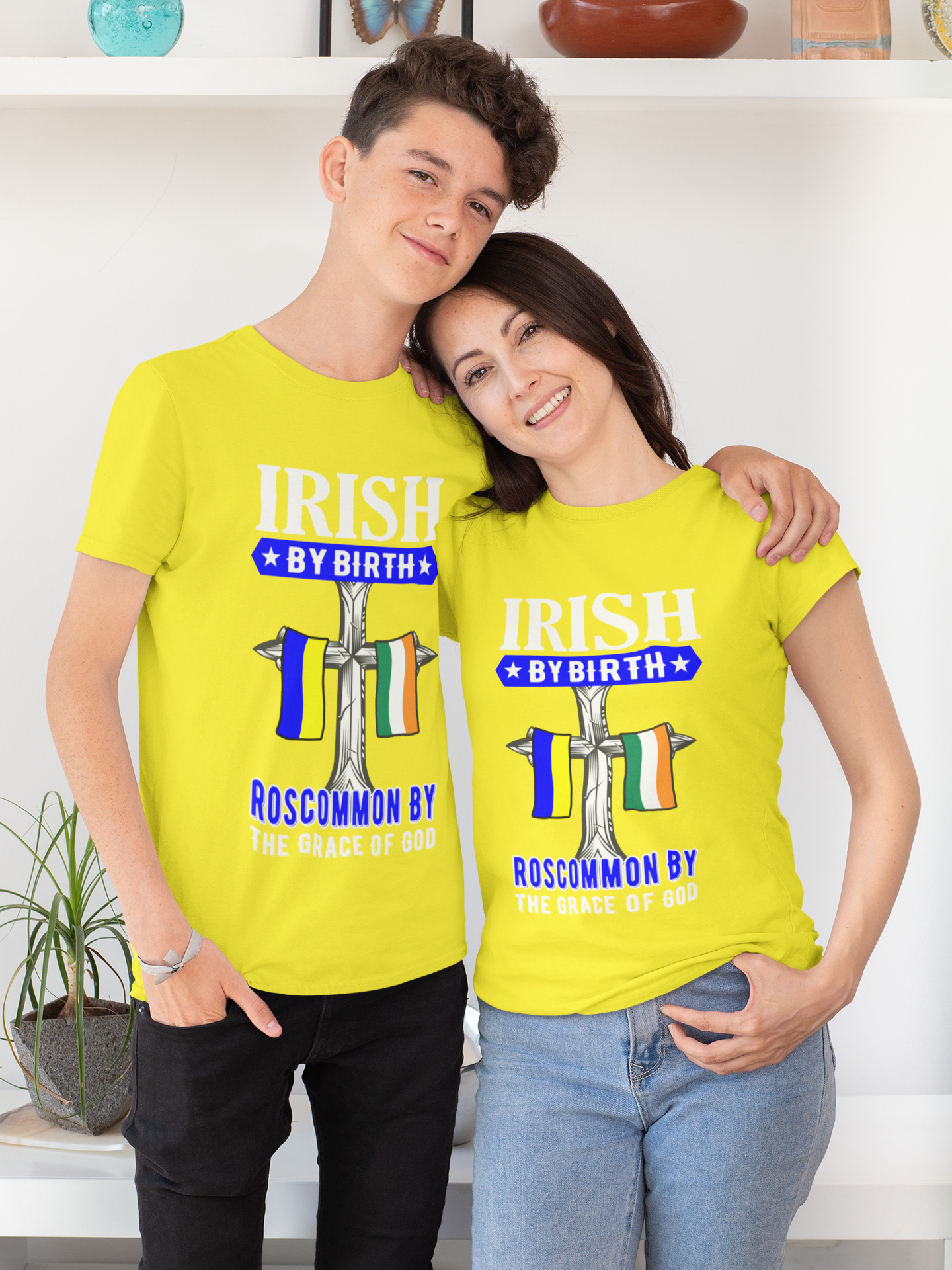 County Roscommon Irish By Birth Classic Heavy Cotton Adult T-Shirt