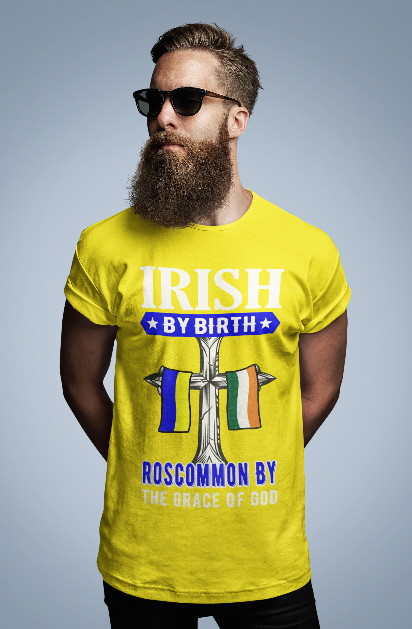 County Roscommon Irish By Birth Classic Heavy Cotton Adult T-Shirt