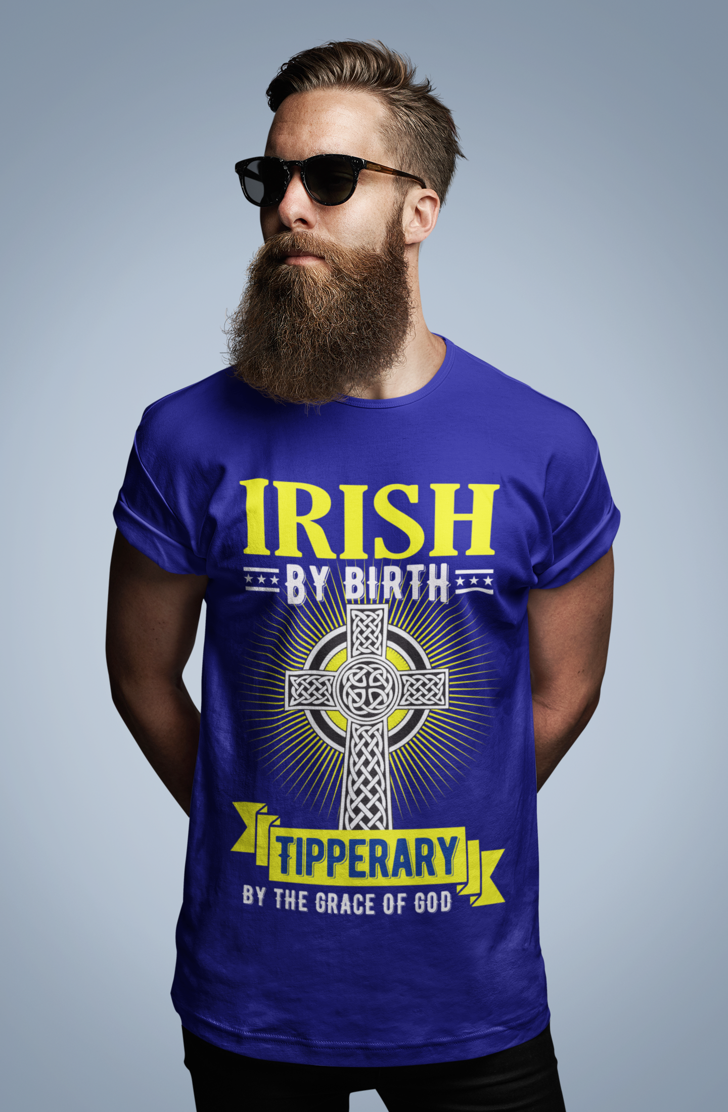 County Tipperary Irish By Birth Celtic Cross Classic Heavy Cotton Adult T-Shirt