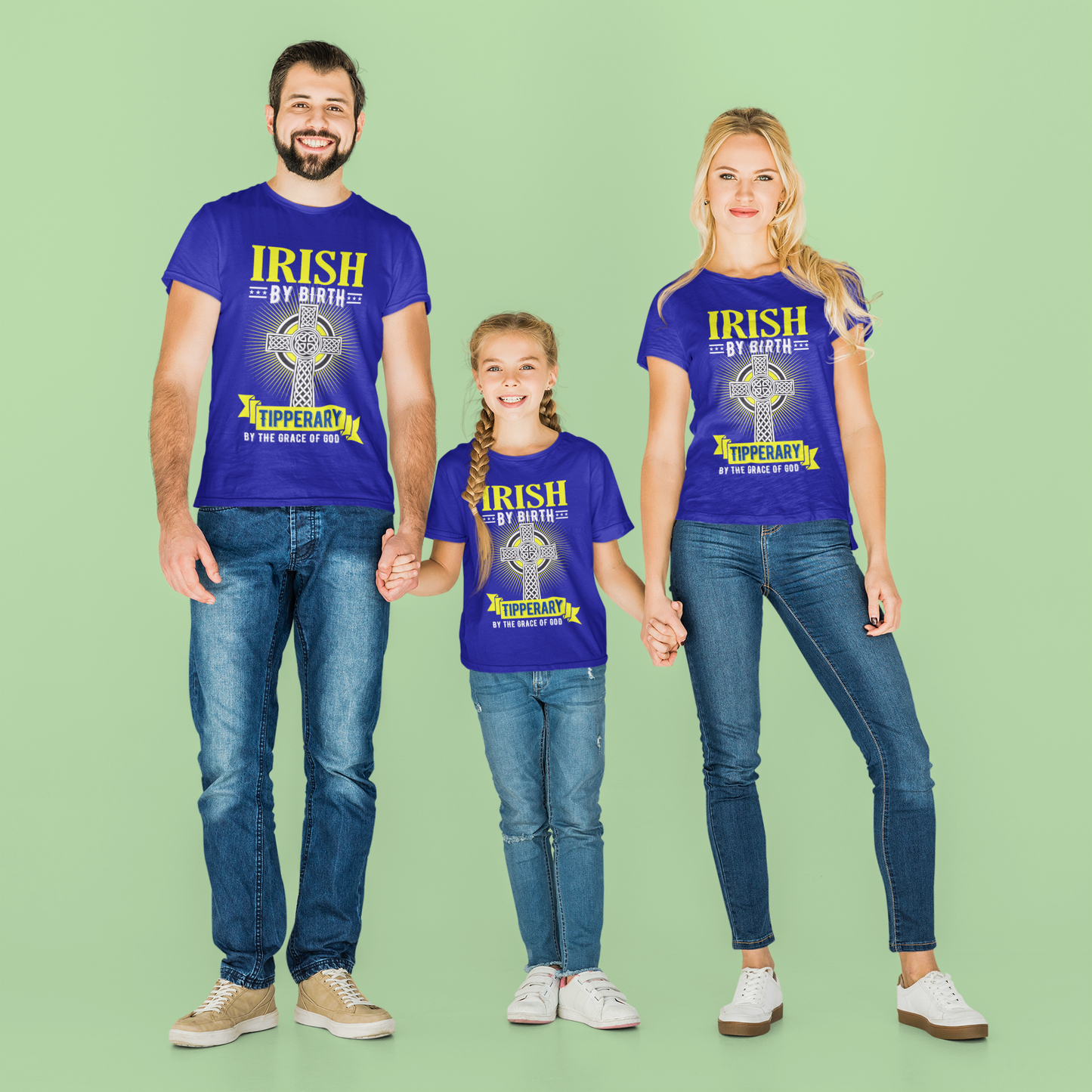 County Tipperary Irish By Birth Celtic Cross Classic Heavy Cotton Adult T-Shirt