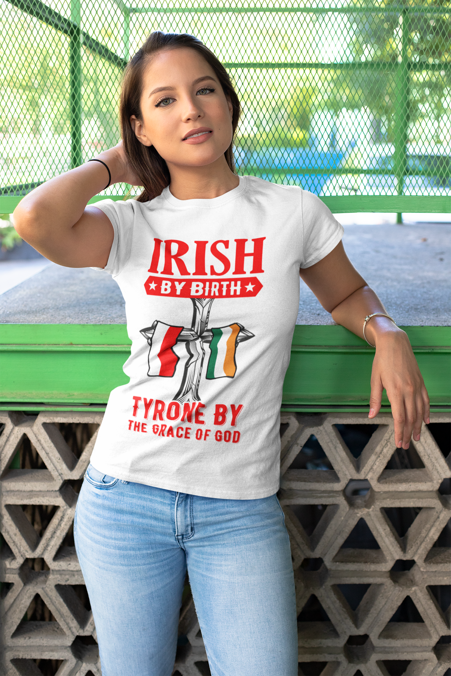 County Tyrone Irish By Birth Tyrone By The Grace Of God Flags T-Shirt