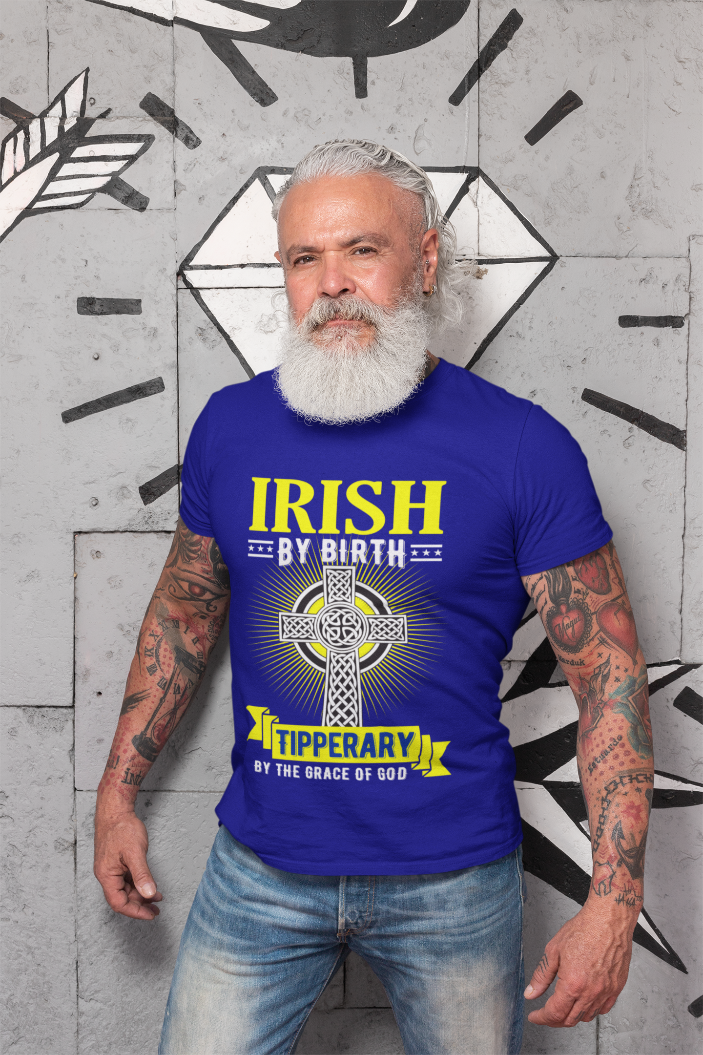 County Tipperary Irish By Birth Celtic Cross Classic Heavy Cotton Adult T-Shirt