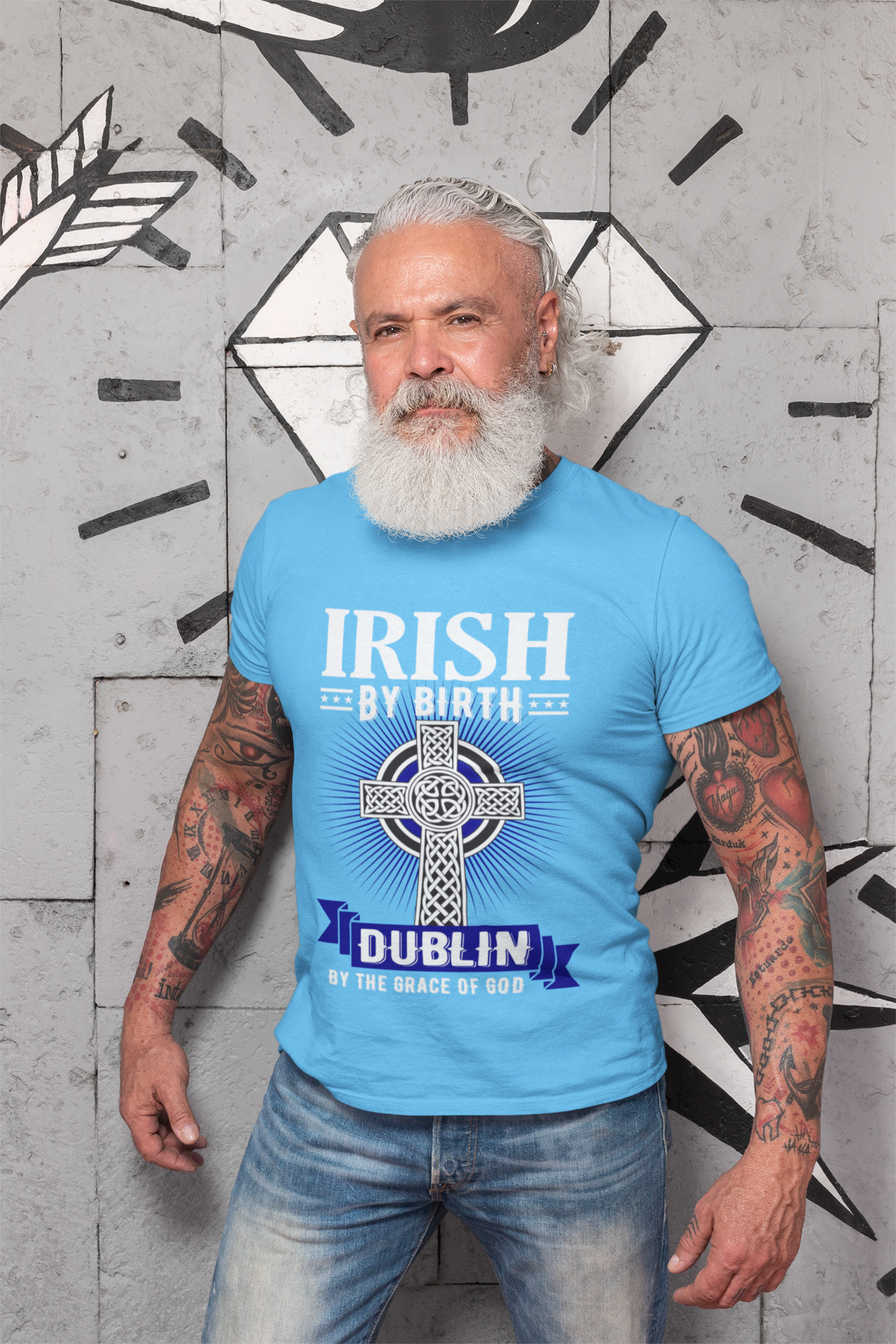 Dublin T Shirt - Irish By Birth Celtic Cross Classic Heavy Dublin T-Shirt