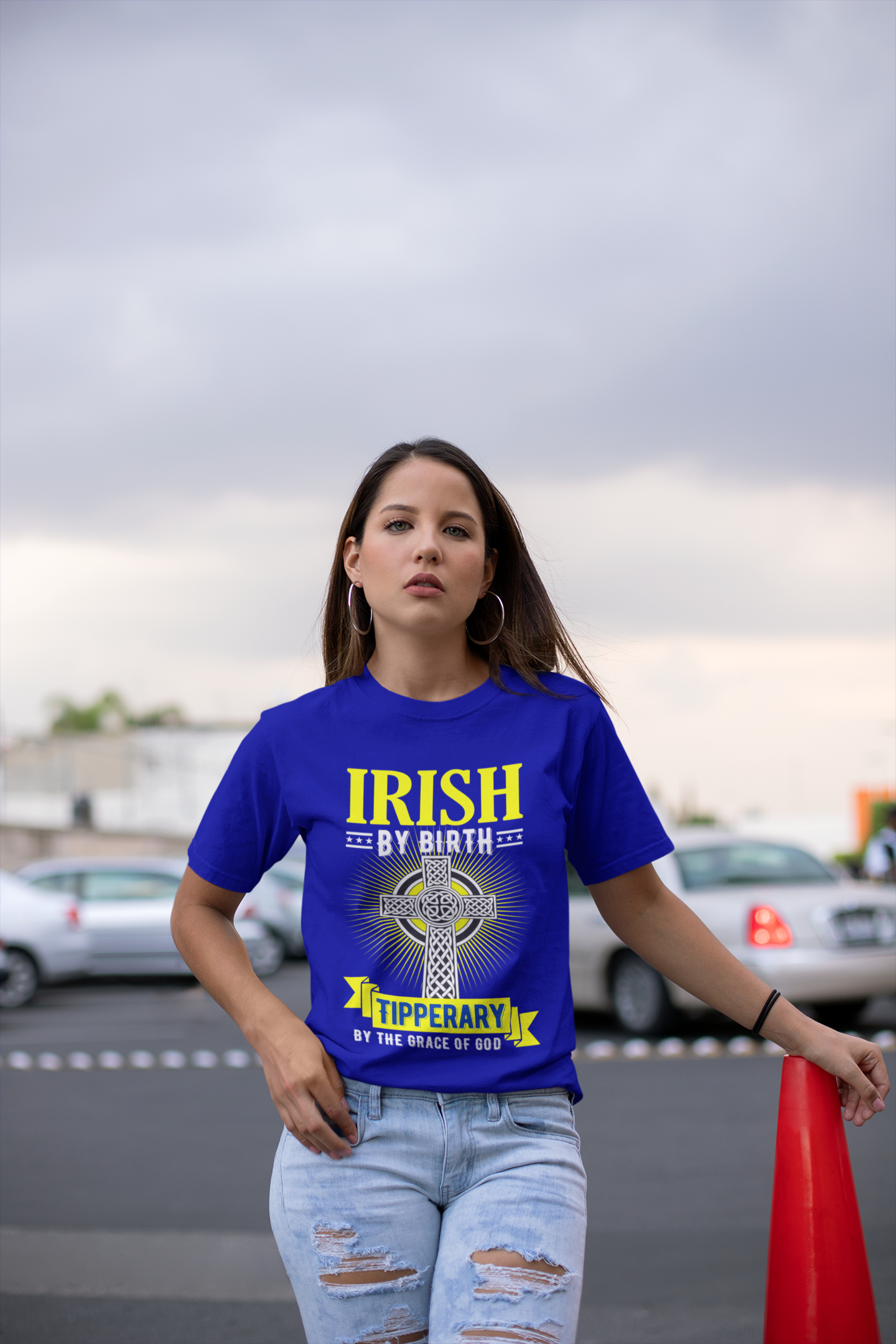 County Tipperary Irish By Birth Celtic Cross Classic Heavy Cotton Adult T-Shirt