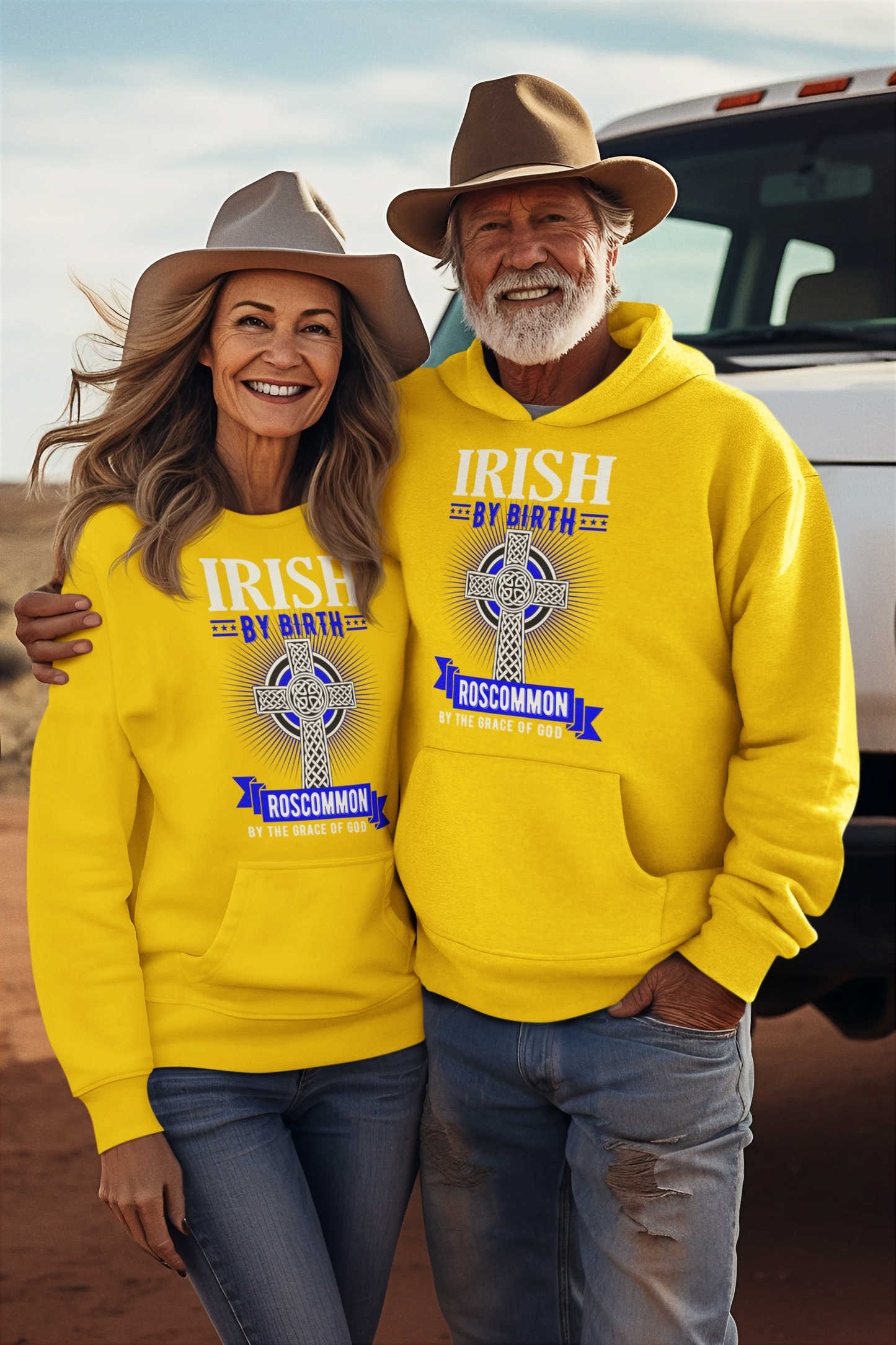 County Roscommon Irish By Birth Celtic Cross Classic Adult Hoodie