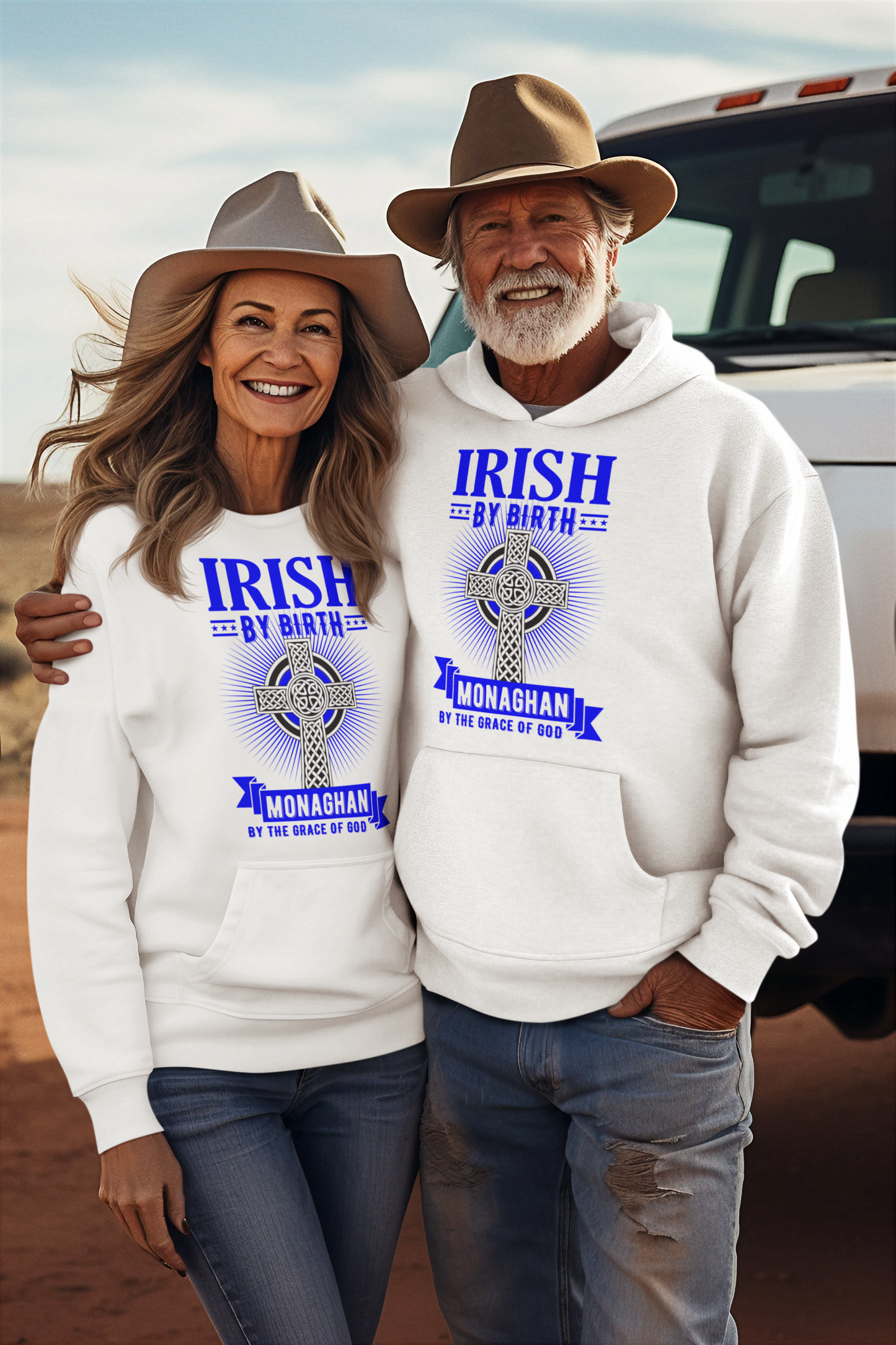 County Monaghan Irish By Birth Celtic Cross Classic Adult Hoodie