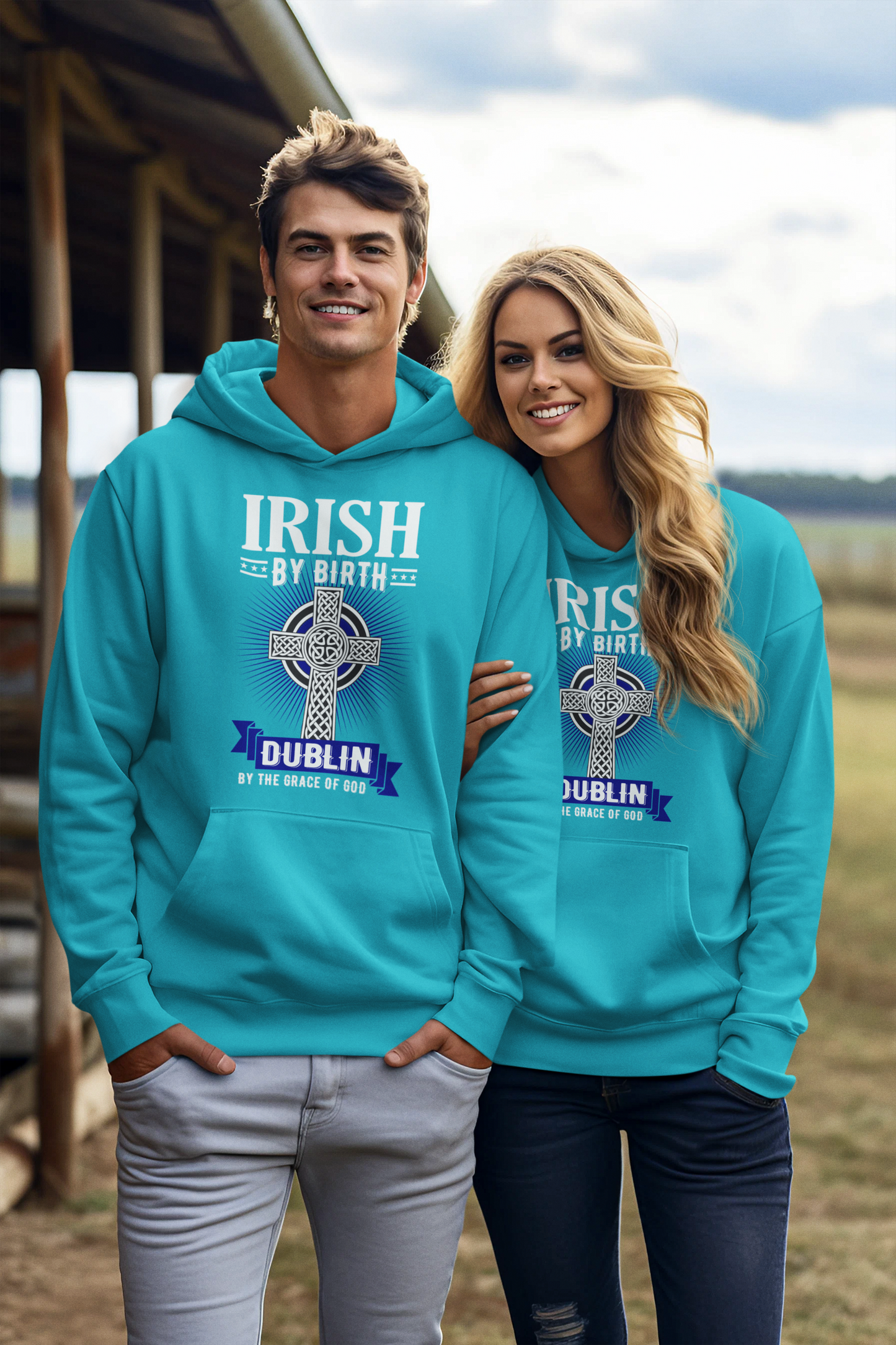 Dublin Hoodie - Irish By Birth Celtic Cross Classic Adult Hoodie