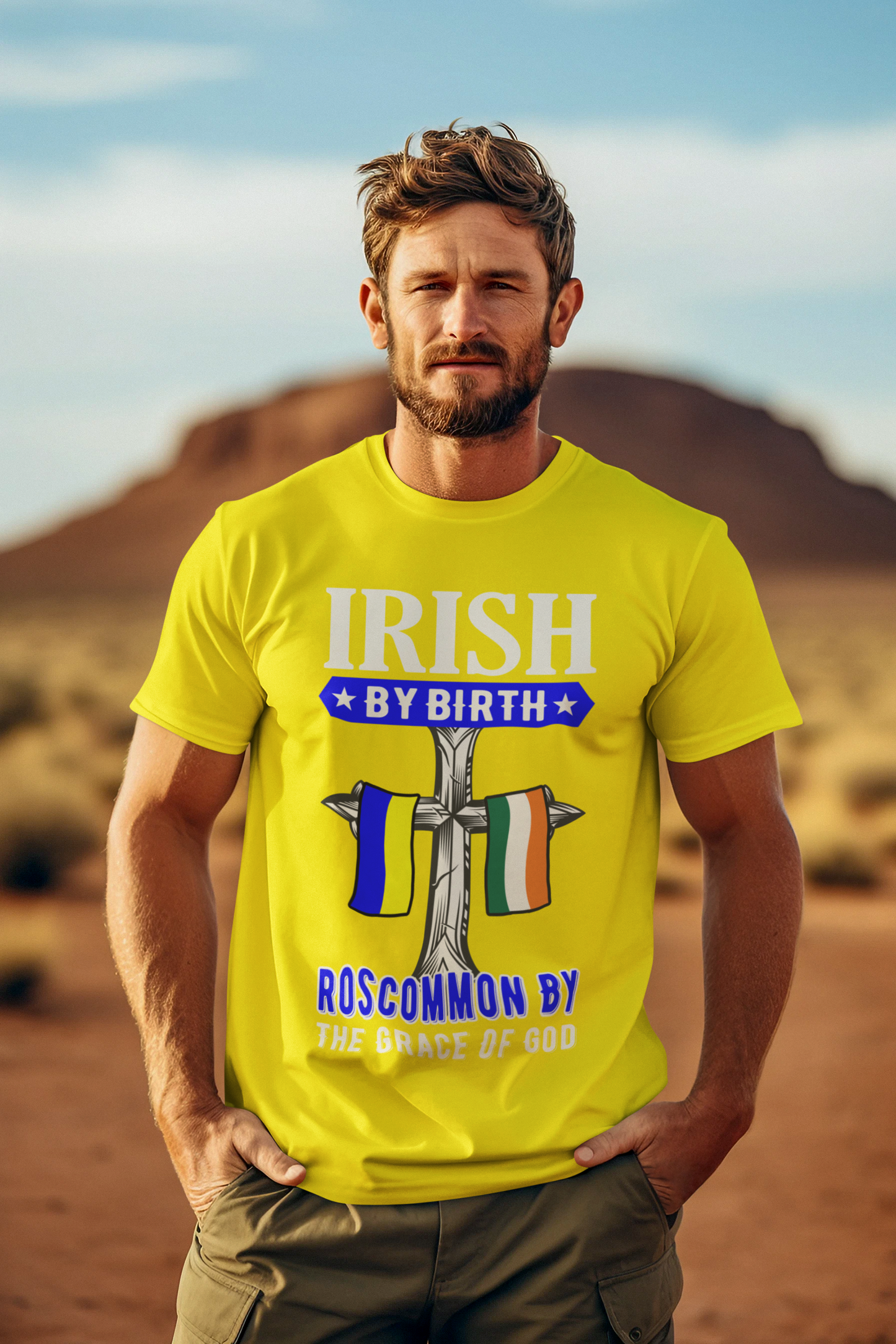 County Roscommon Irish By Birth Classic Heavy Cotton Adult T-Shirt