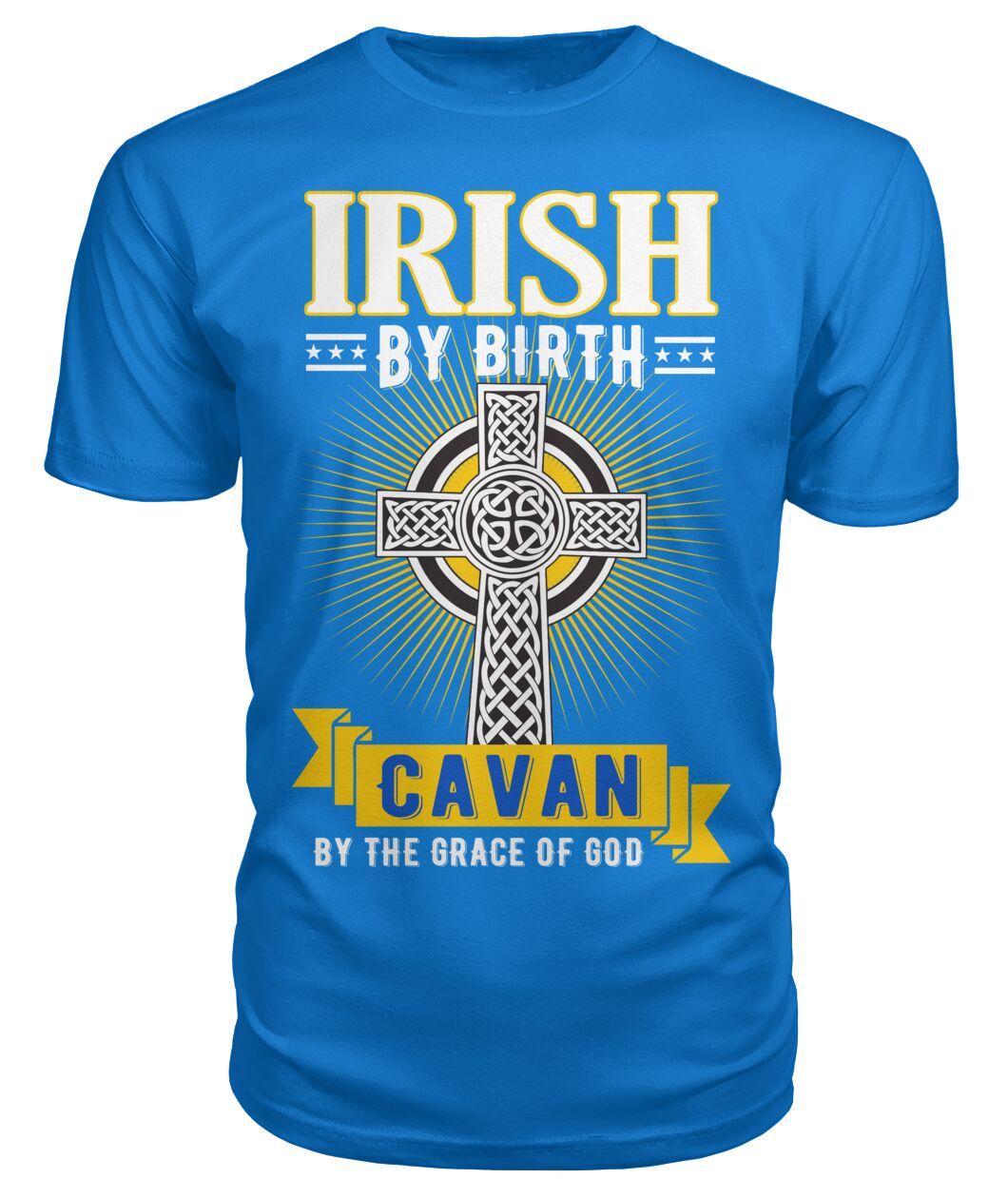 Cavan Irish By Birth Celtic Cross Classic Heavy Cotton Adult T-Shirt