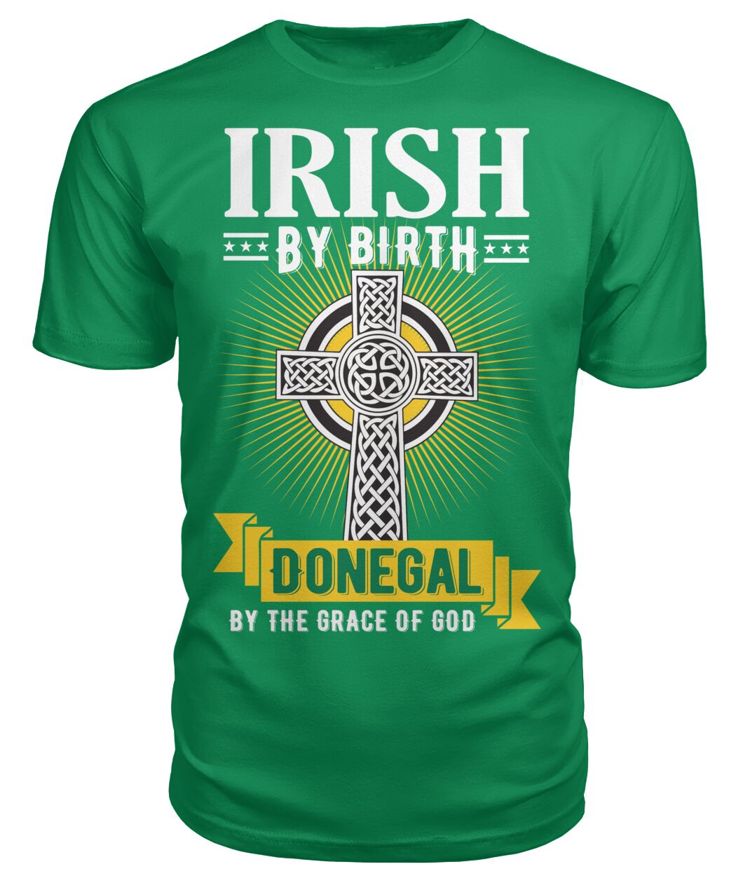 Donegal Irish By Birth Celtic Cross Classic Heavy Cotton Adult T-Shirt