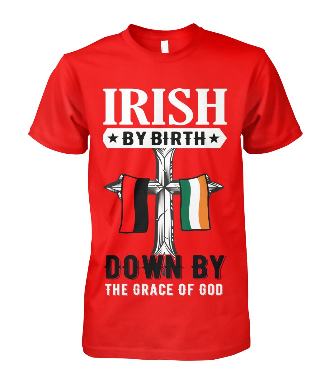 Down Irish By Birth Flags Classic Heavy Cotton Adult T-Shirt
