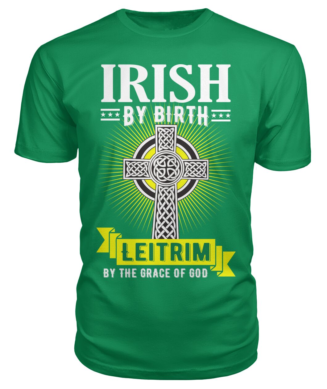 County Leitrim Irish By Birth Cross Classic Heavy Cotton Adult T-Shirt