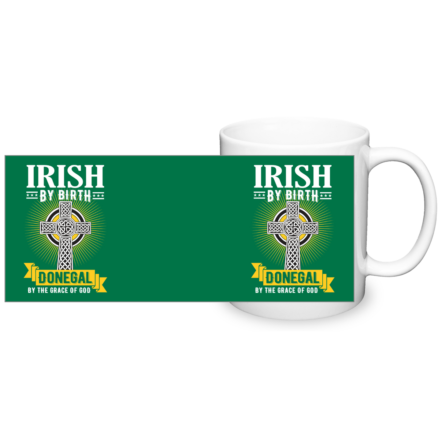 Irish By Birth Donegal By The Grace Of God Celtic Cross Mug