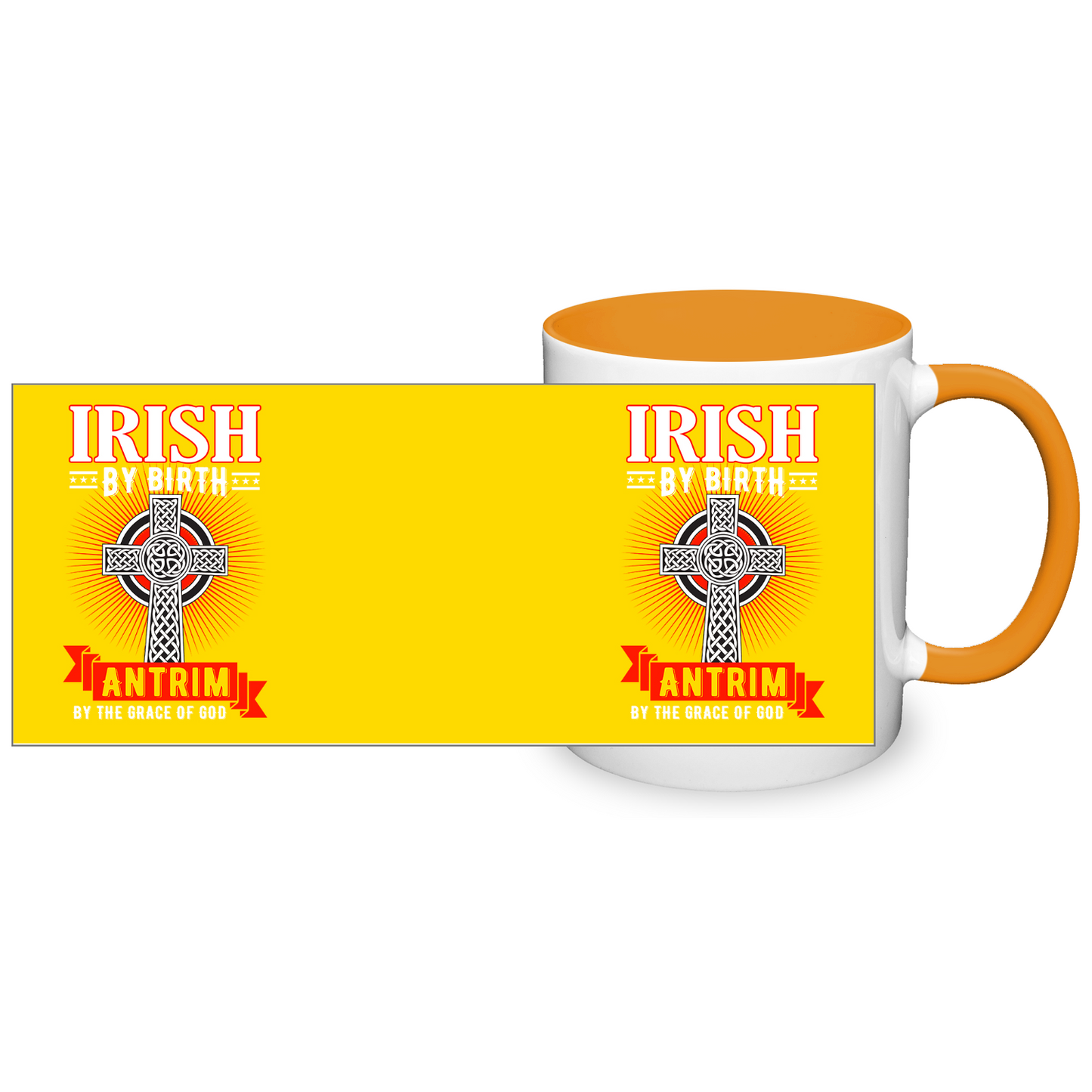 Irish By Birth Antrim By The Grace Of God Mug Celtic Cross Mug