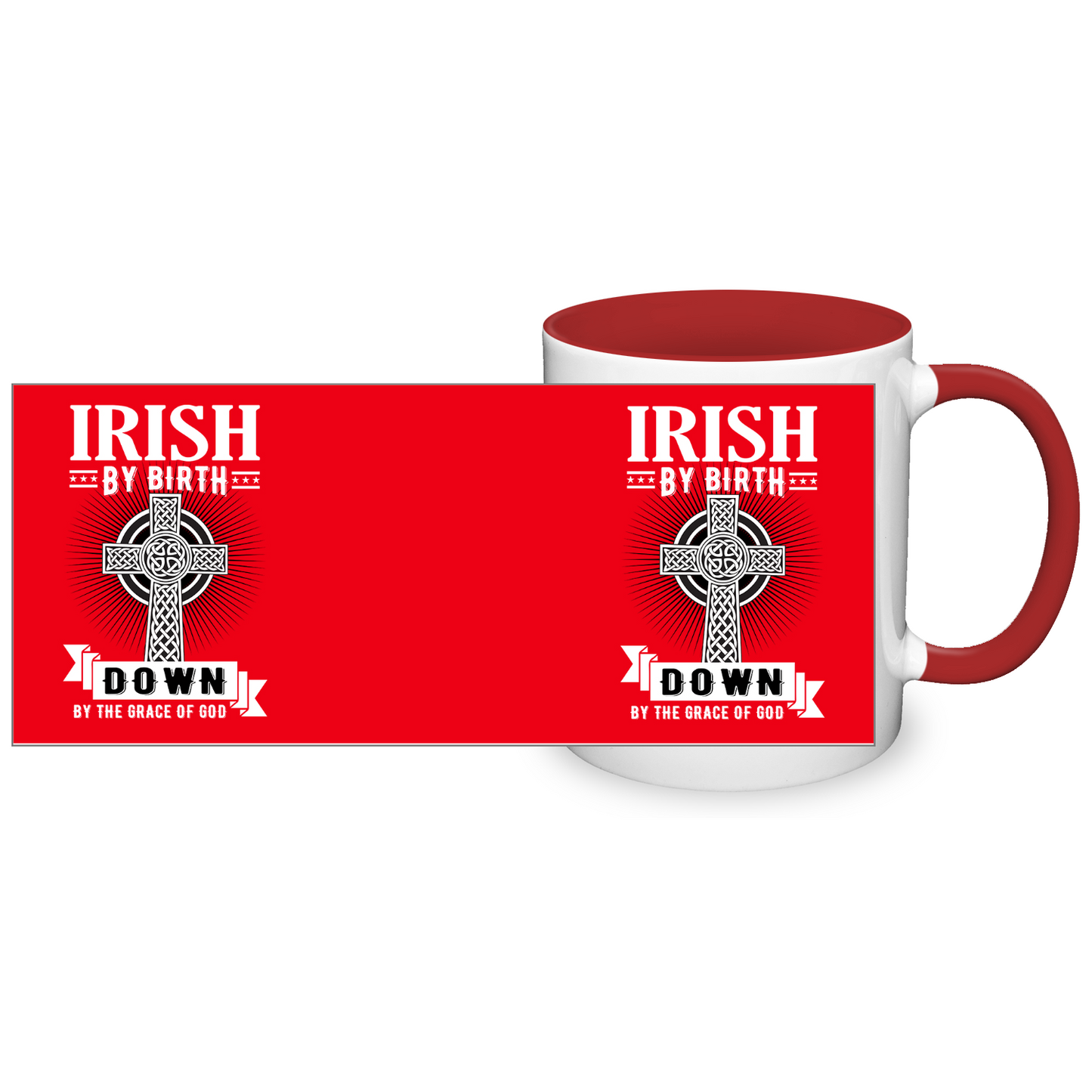 Irish By Birth Down By The Grace Of God Celtic Cross Mug