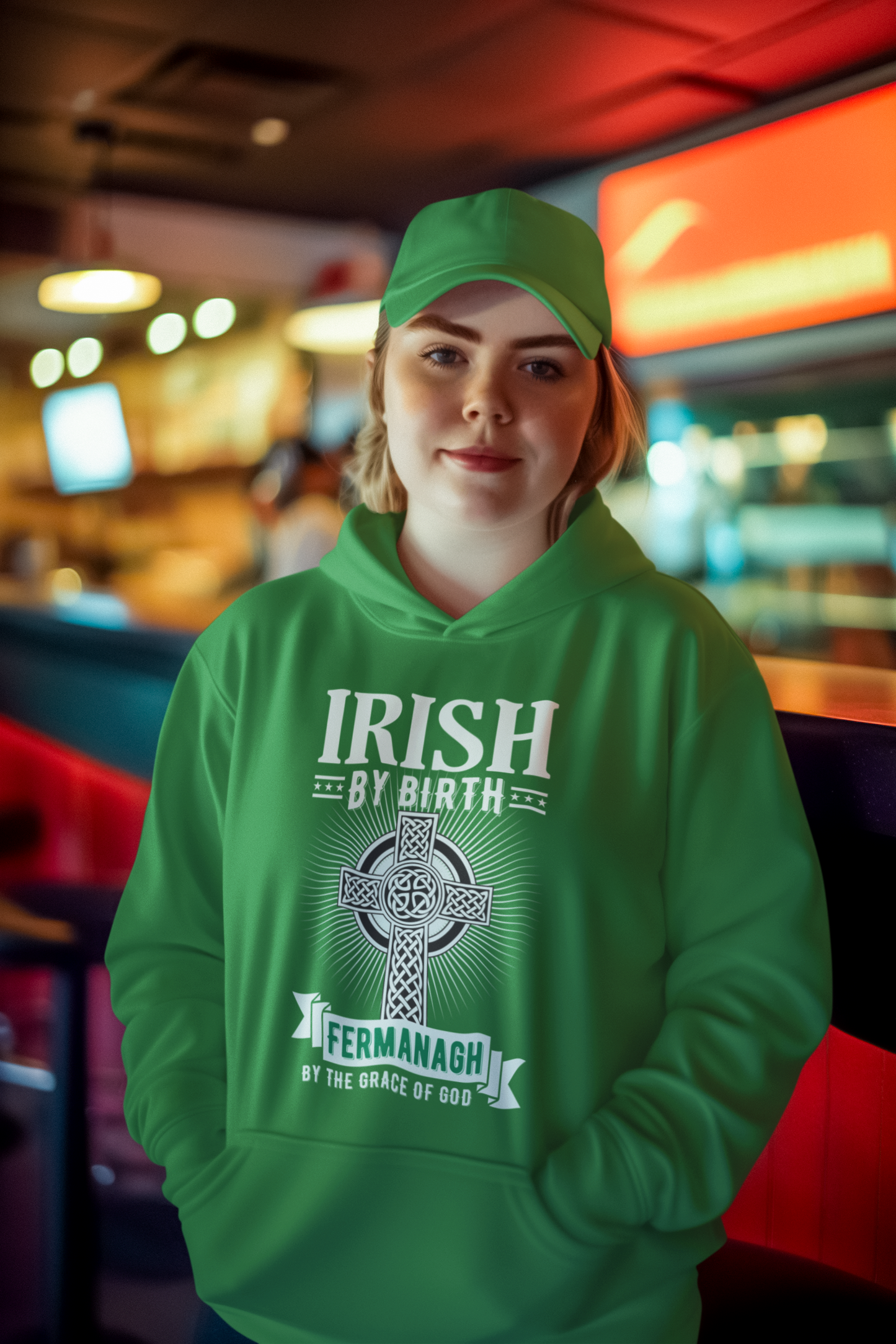 County Fermanagh Hoodie Irish By Birth Celtic Cross Classic Adult Hoodie
