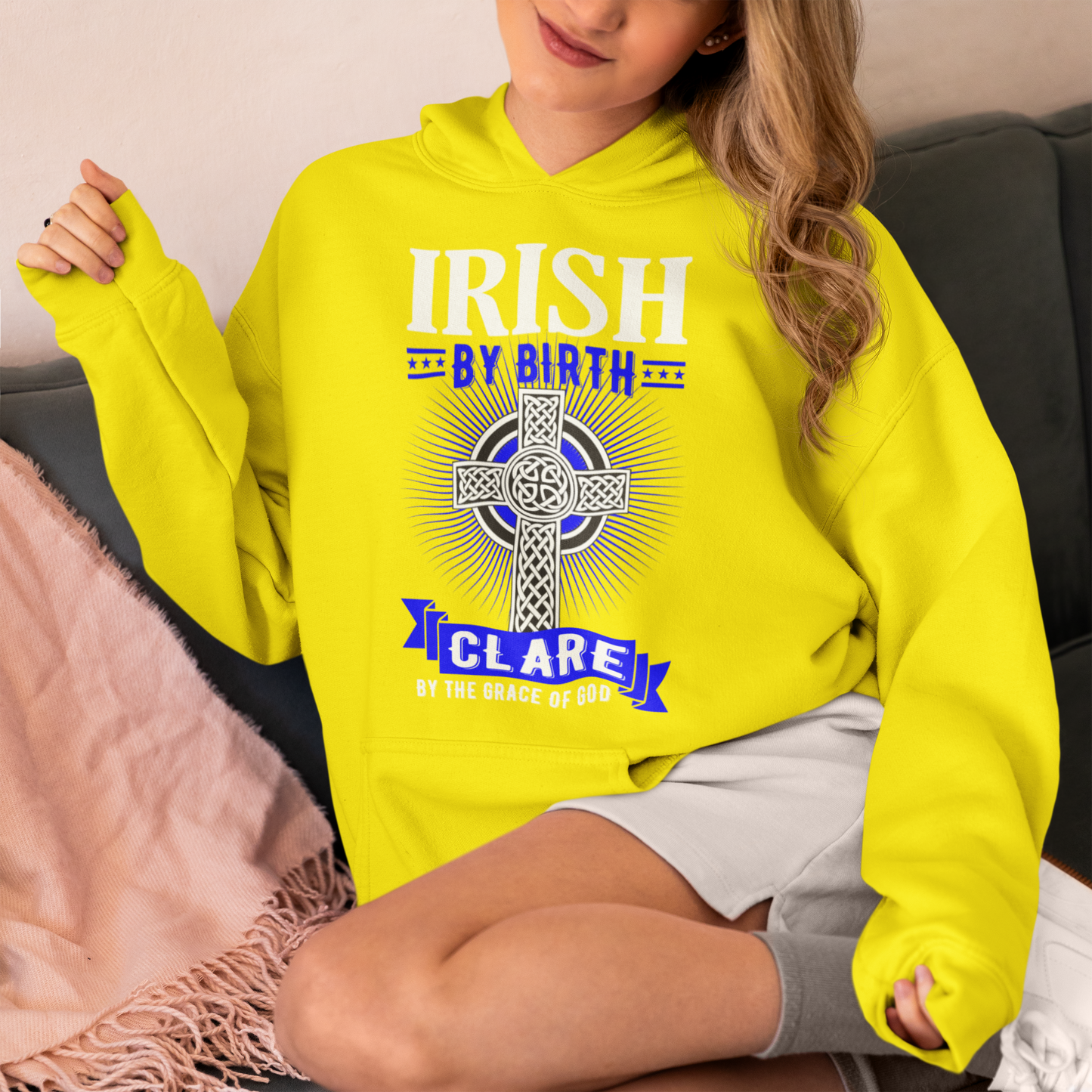 County Clare Irish By Birth Celtic Cross Classic Adult Hoodie