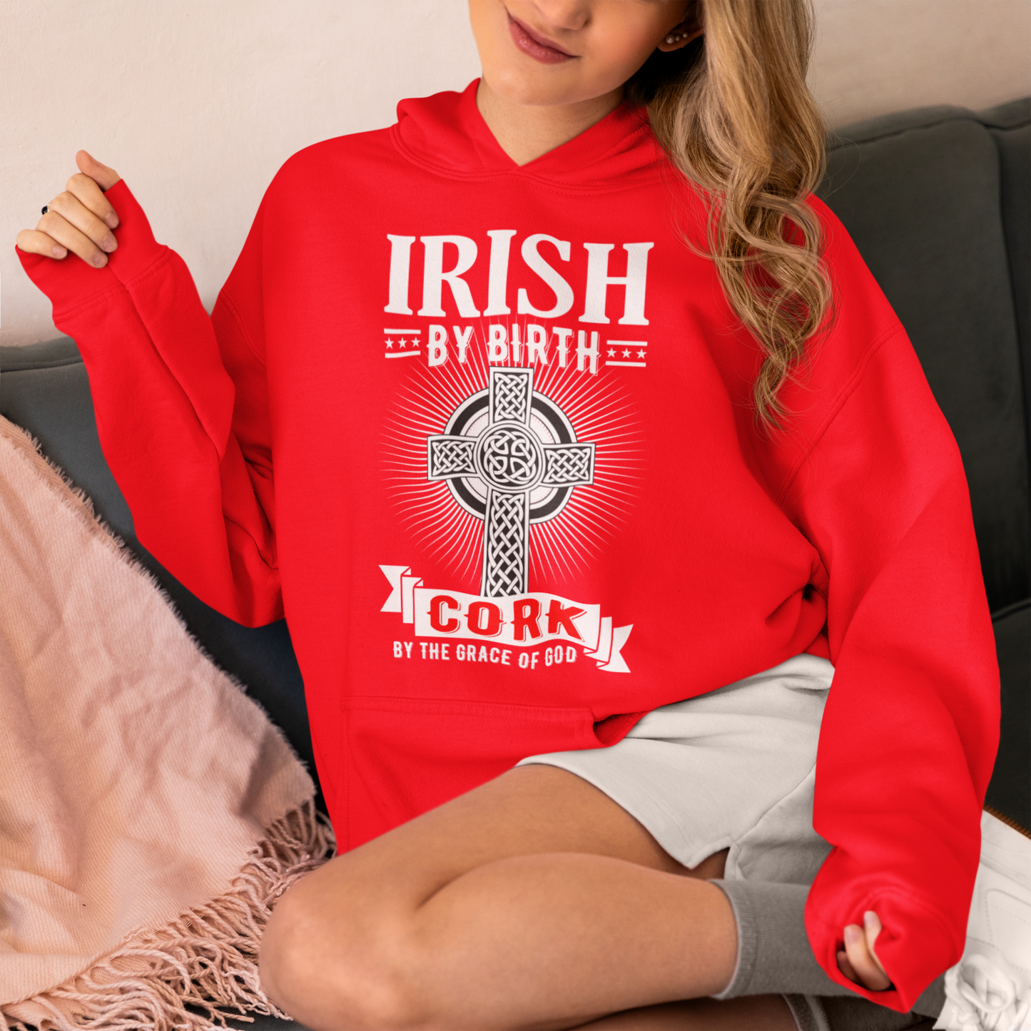 County Cork Irish By Birth Celtic Cross Classic Adult Hoodie