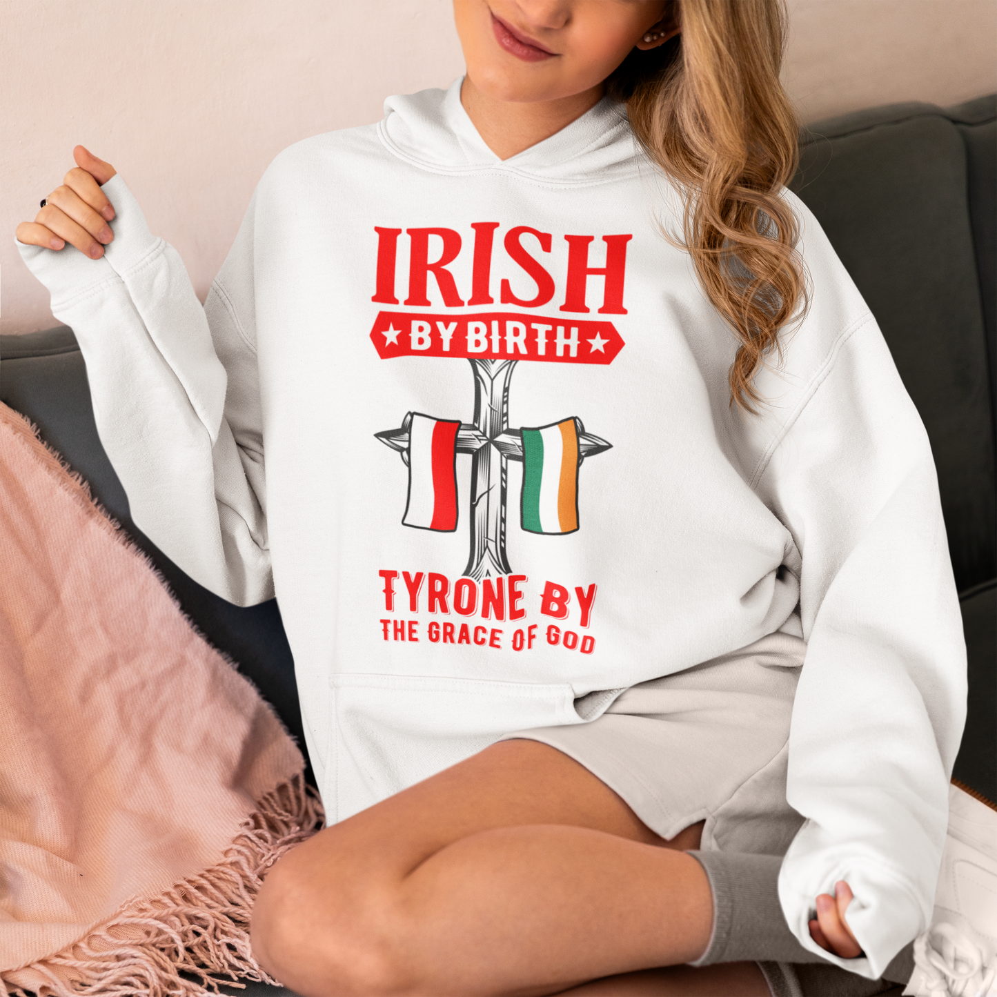 County Tyrone Irish By Birth Classic Adult Hoodie
