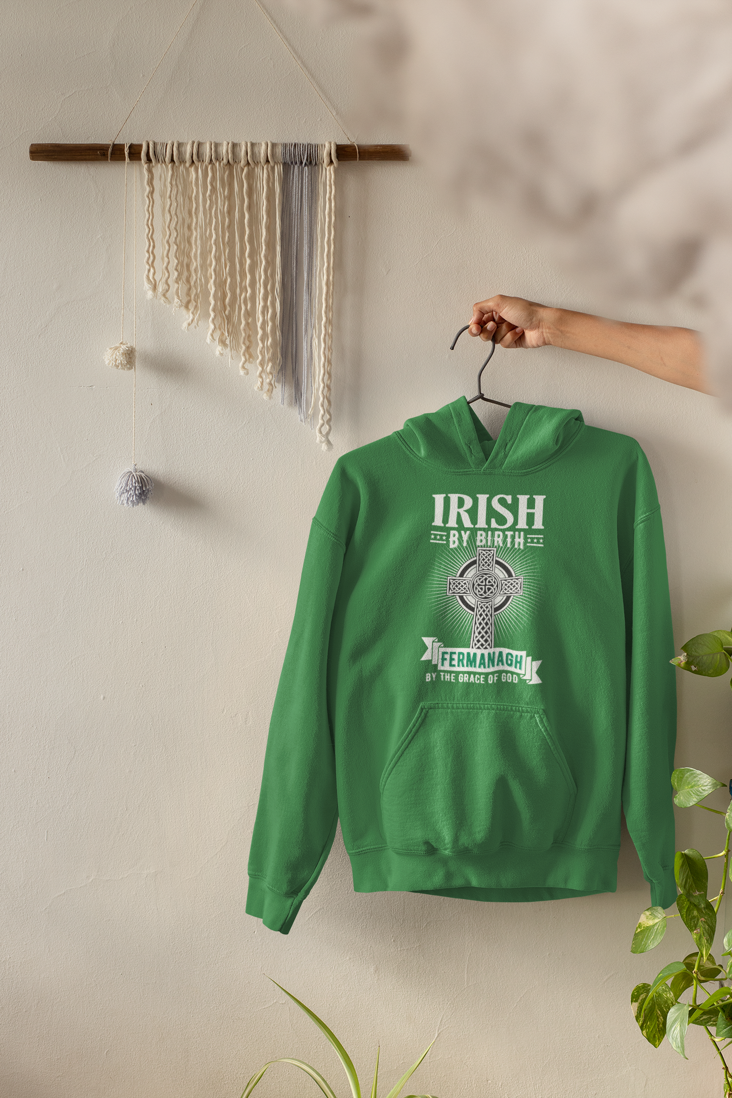 County Fermanagh Hoodie Irish By Birth Celtic Cross Classic Adult Hoodie