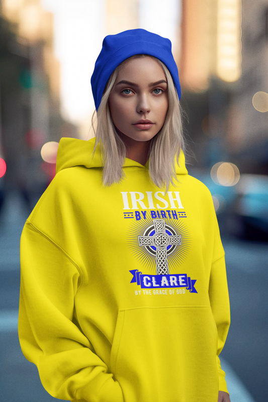 County Clare Irish By Birth Celtic Cross Classic Adult Hoodie