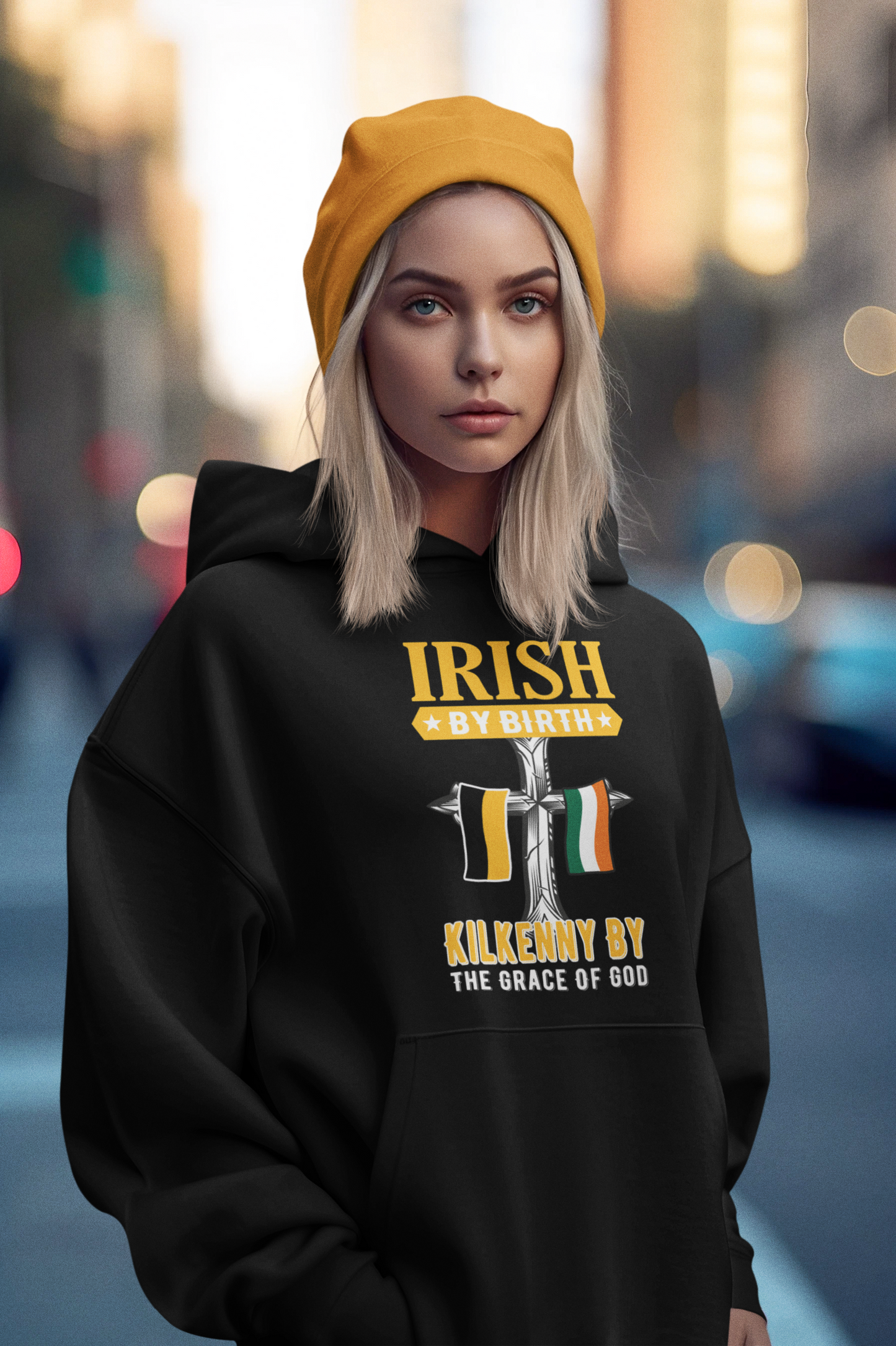 County Kilkenny Irish By Birth Celtic Cross Classic Adult Hoodie