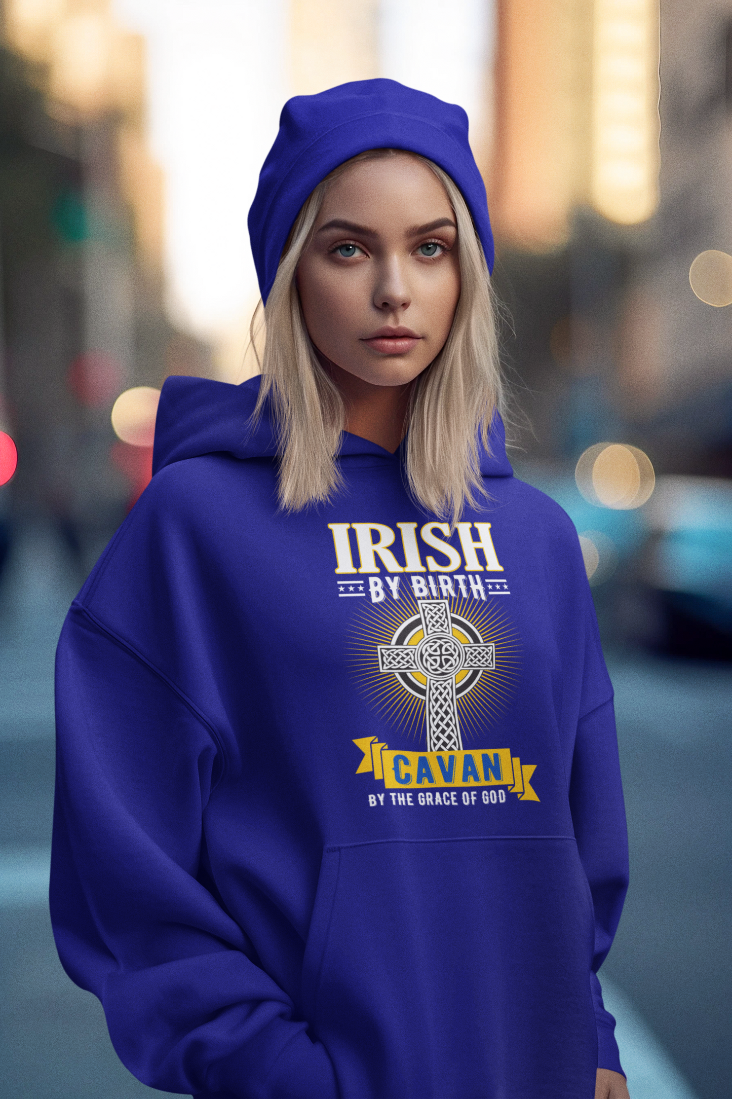 County Cavan Irish By Birth Celtic Cross Classic Adult Hoodie