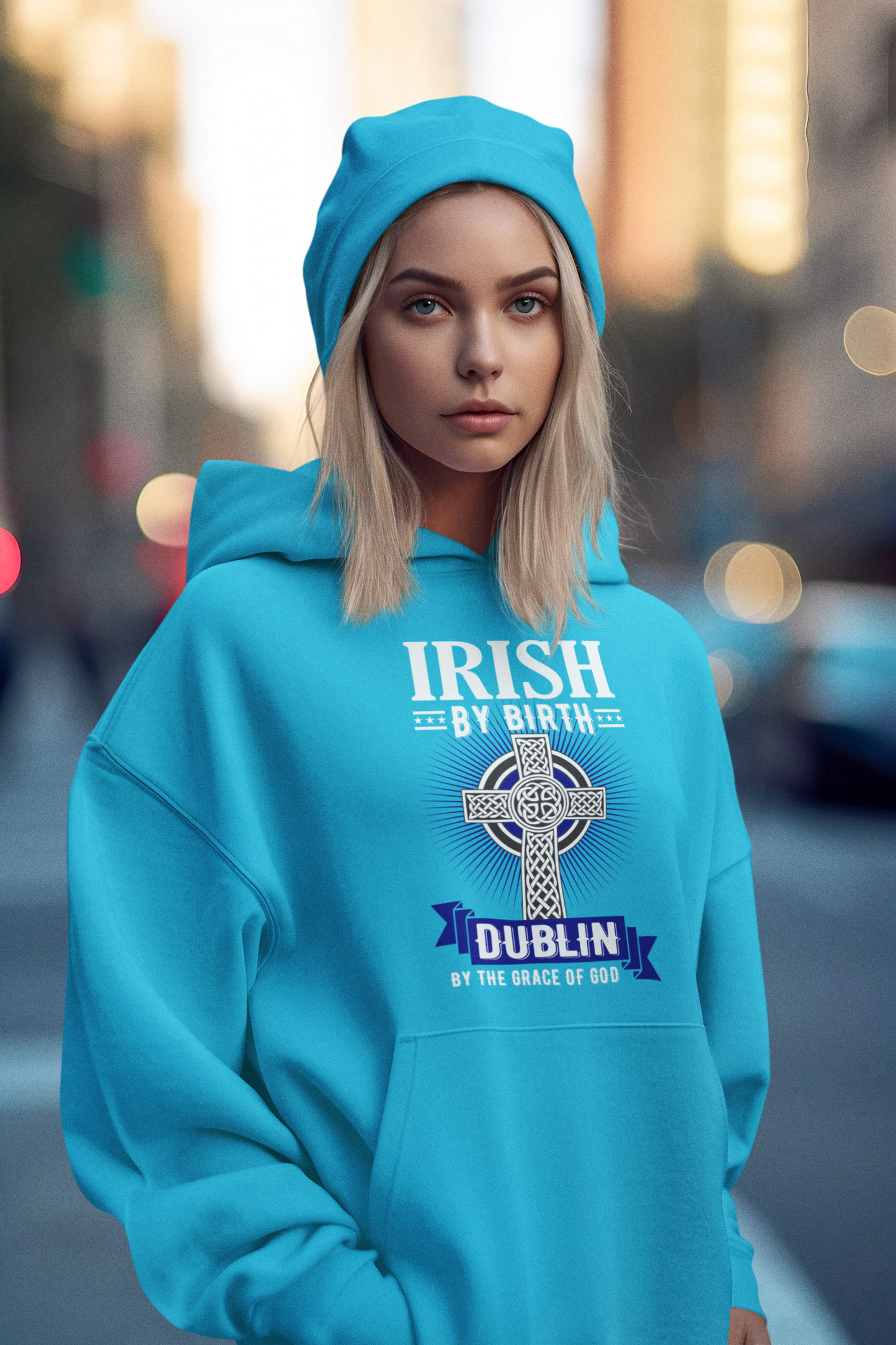 Dublin Hoodie - Irish By Birth Celtic Cross Classic Adult Hoodie