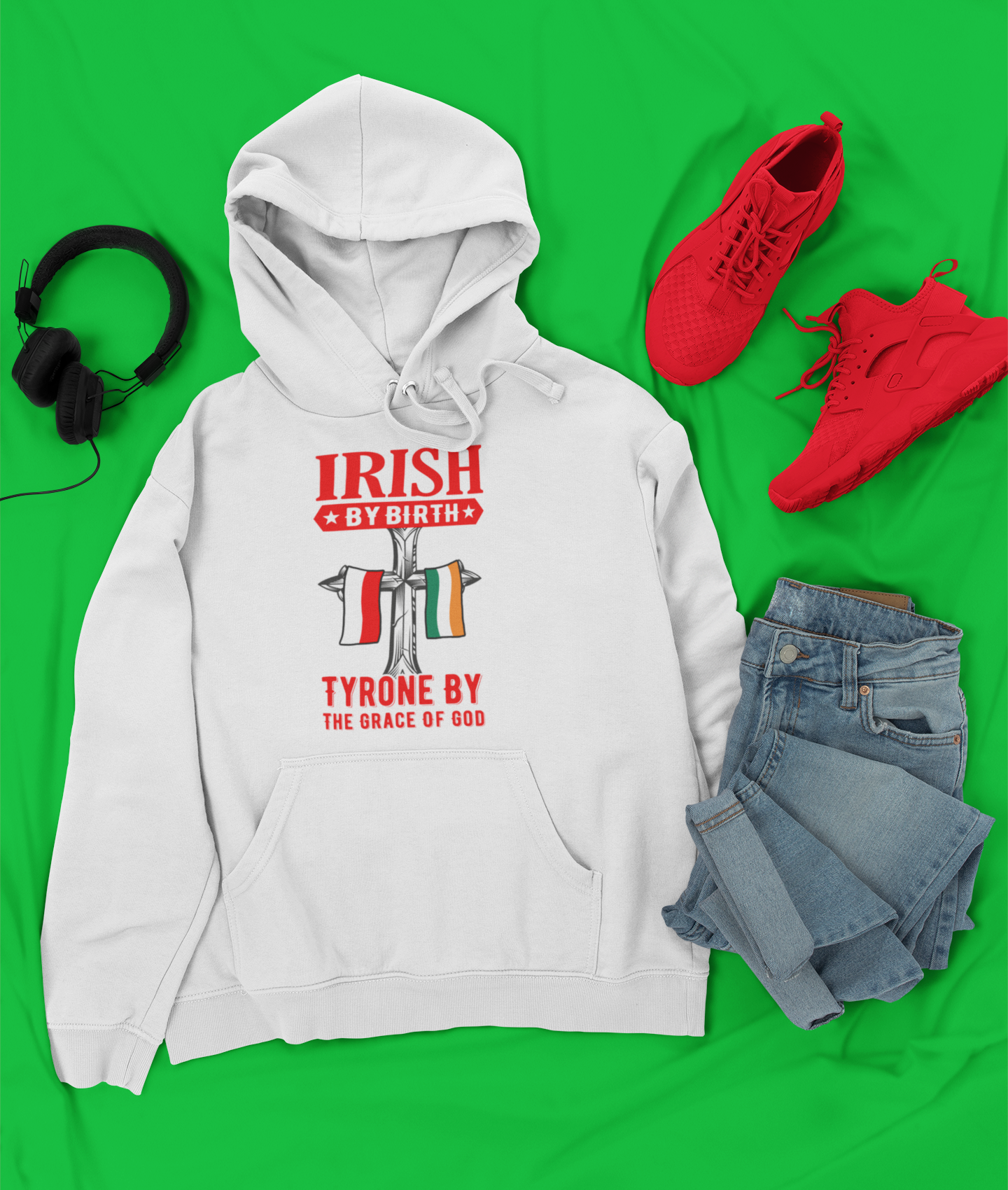 County Tyrone Irish By Birth Classic Adult Hoodie