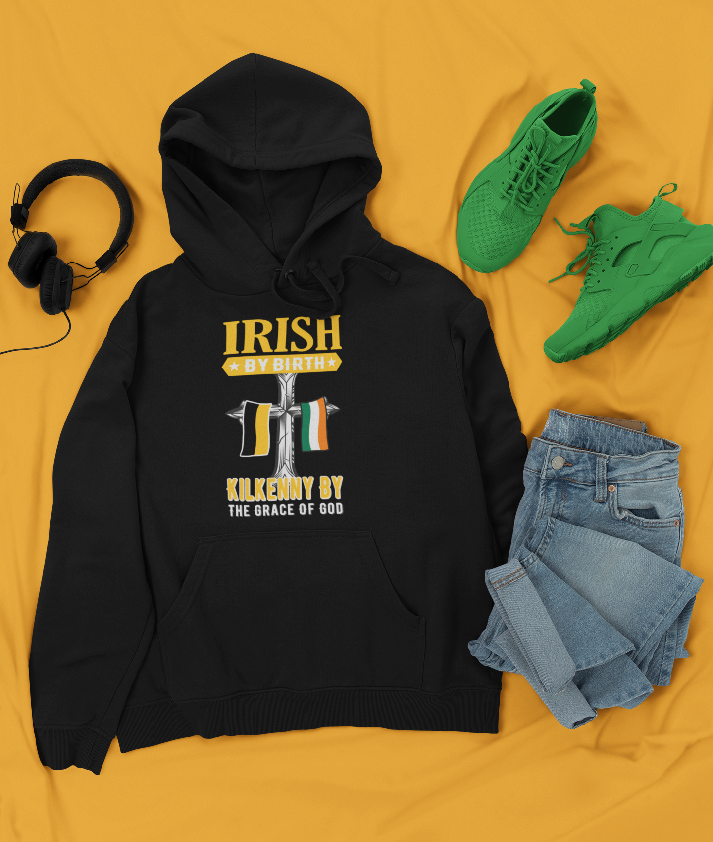County Kilkenny Irish By Birth Celtic Cross Classic Adult Hoodie