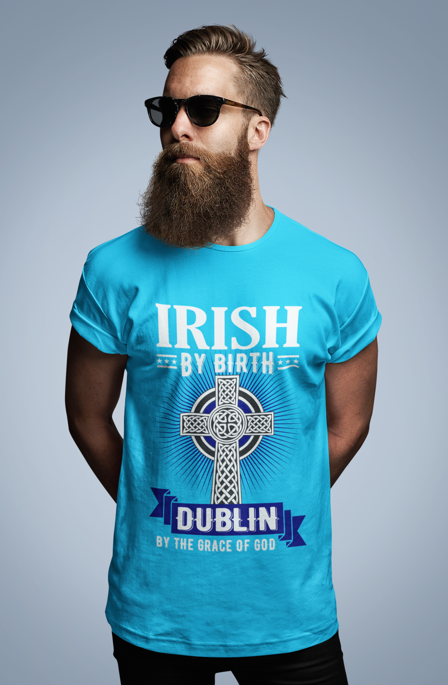Dublin T Shirt - Irish By Birth Celtic Cross Classic Heavy Dublin T-Shirt
