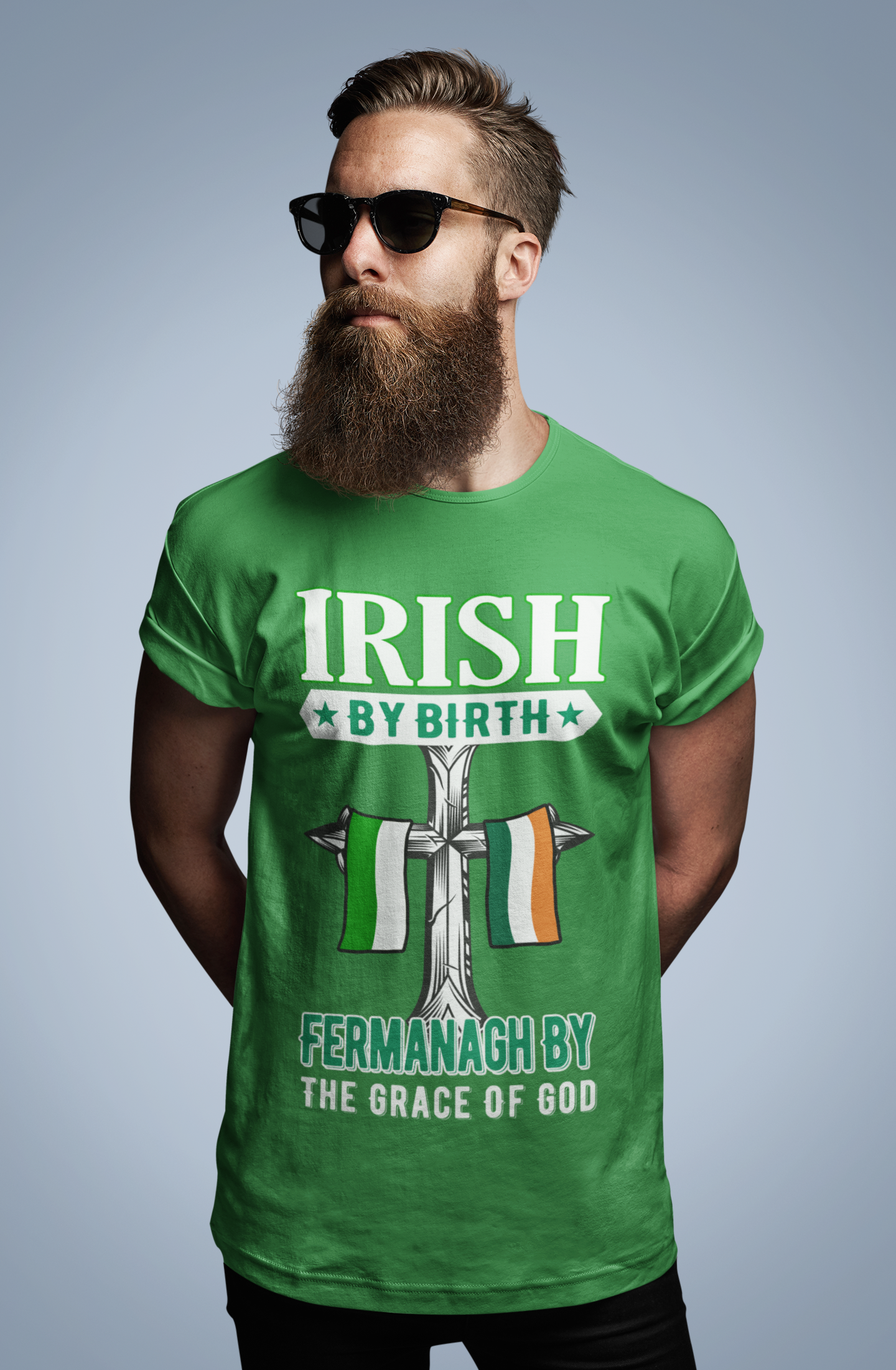 County Fermanagh Irish By Birth Classic Heavy Cotton Adult T-Shirt