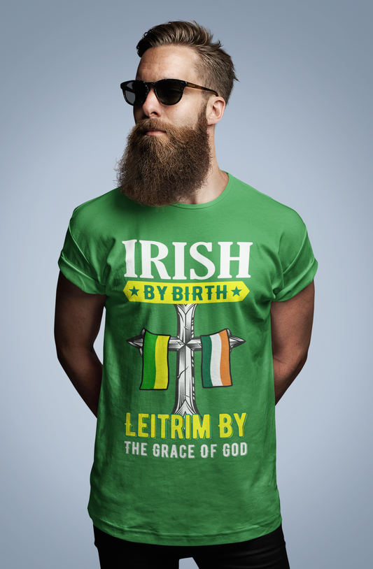 Leitrim Irish By Birth Classic Heavy Cotton Adult T-Shirt
