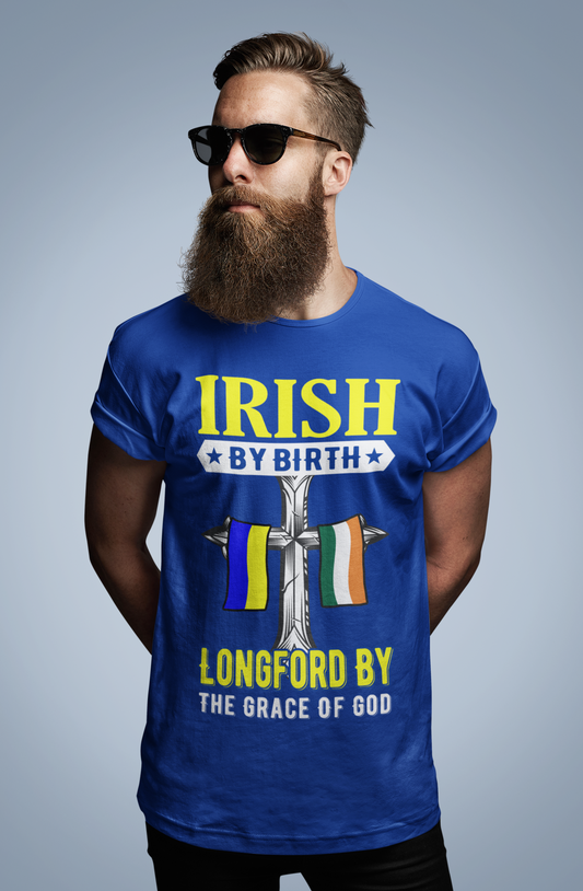 County Longford Irish By Birth Classic Heavy Cotton Adult T-Shirt