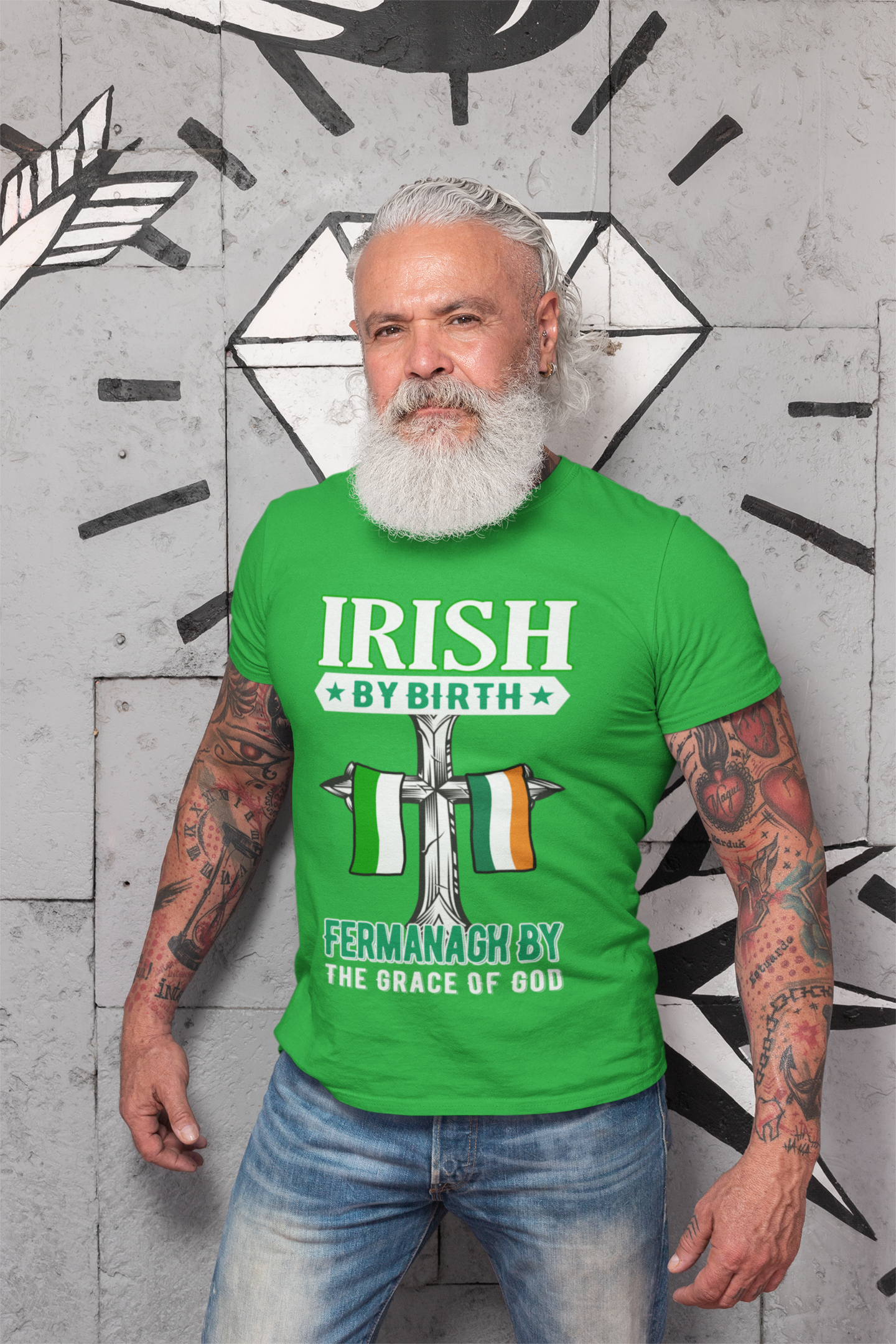 County Fermanagh Irish By Birth Classic Heavy Cotton Adult T-Shirt