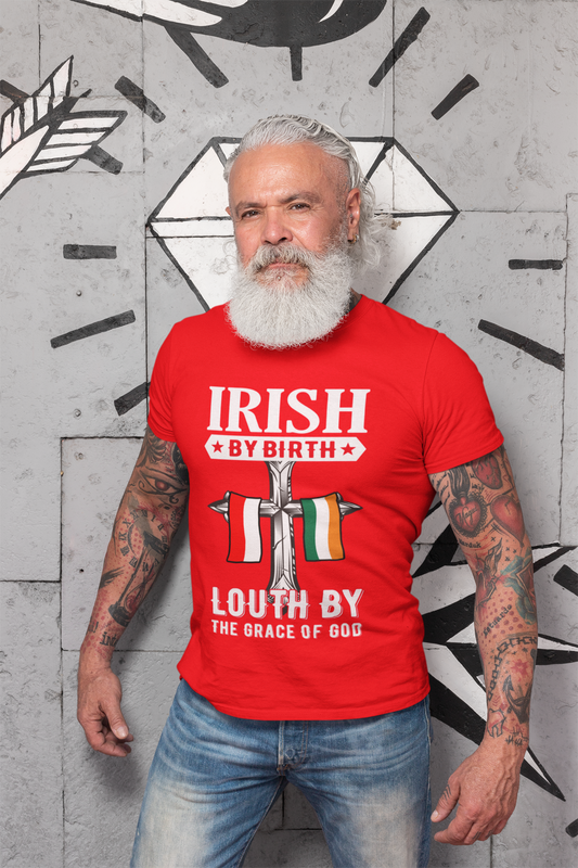 County Louth Irish By Birth Classic Heavy Cotton Adult T-Shirt