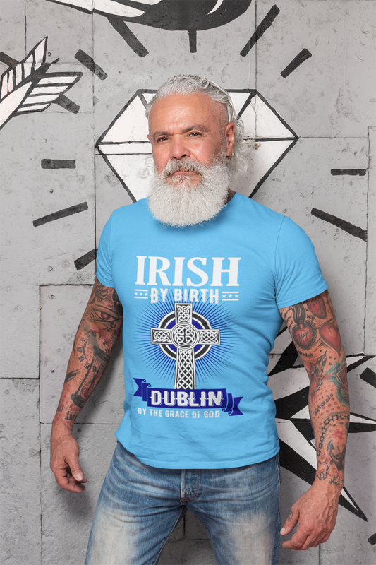 Dublin T Shirt - Irish By Birth Celtic Cross Classic Heavy Dublin T-Shirt