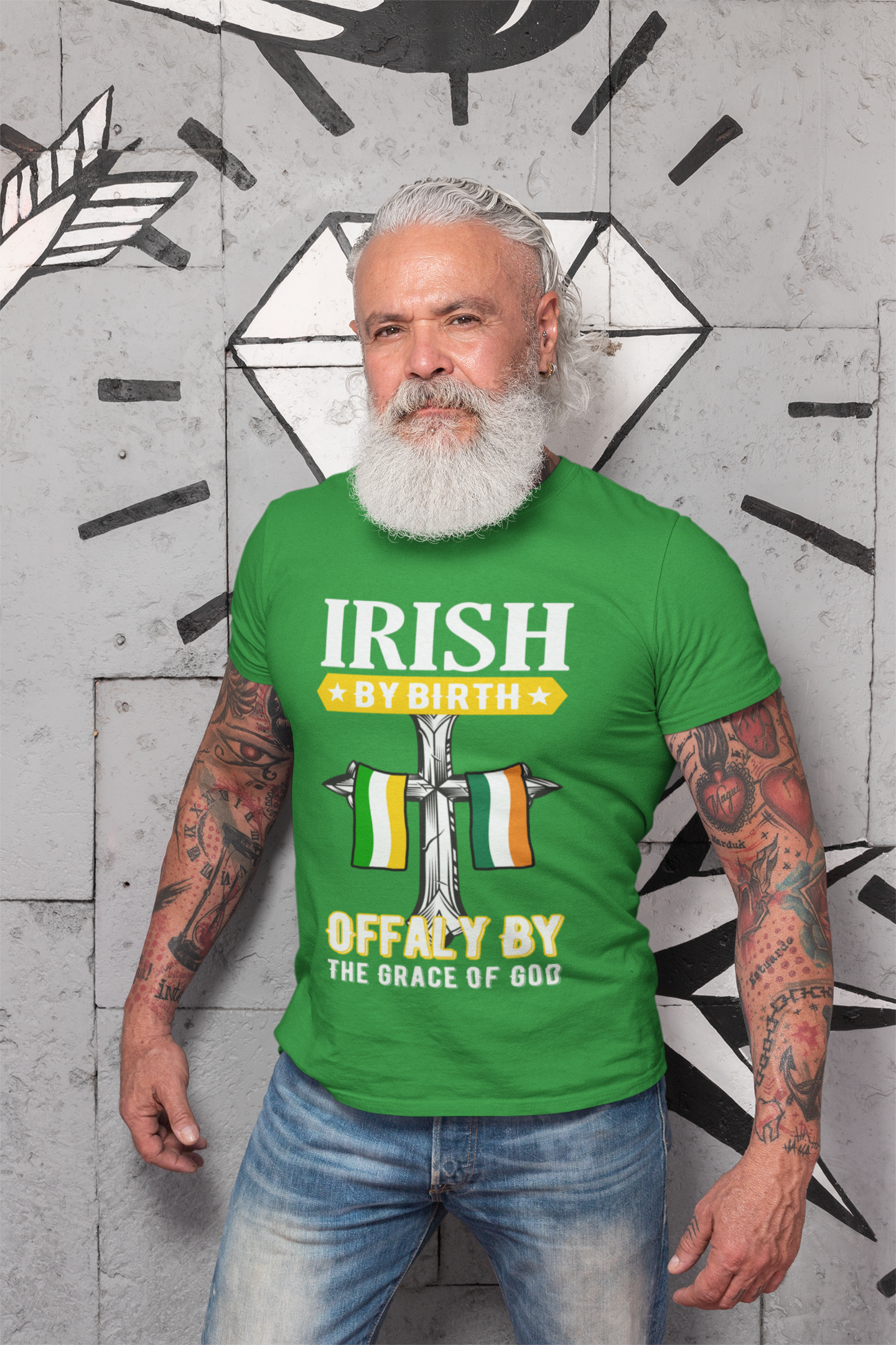 Offaly T shirts Irish By Birth Classic Heavy Cotton Adult Offaly T-Shirts