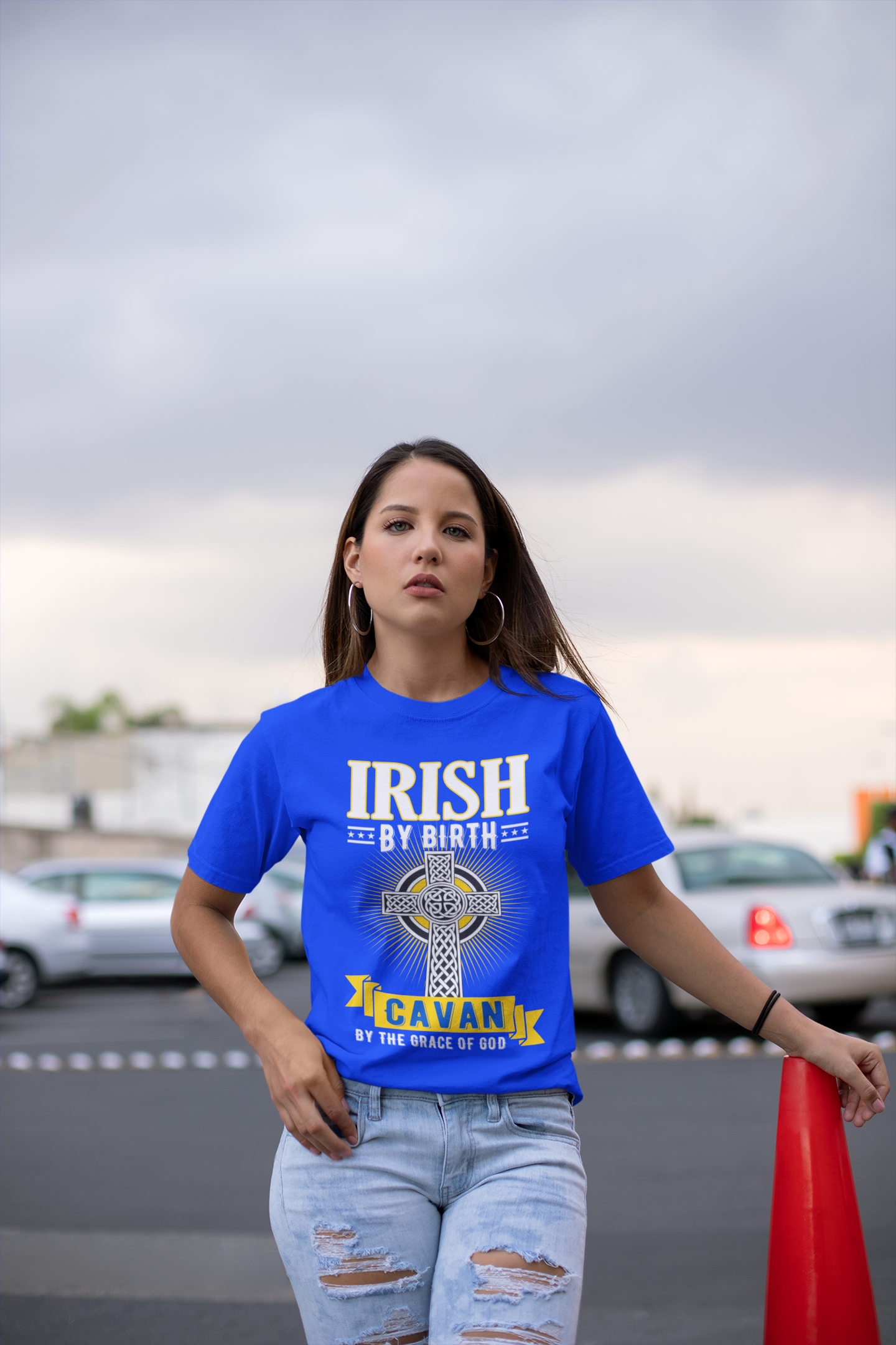 Cavan Irish By Birth Celtic Cross Classic Heavy Cotton Adult T-Shirt